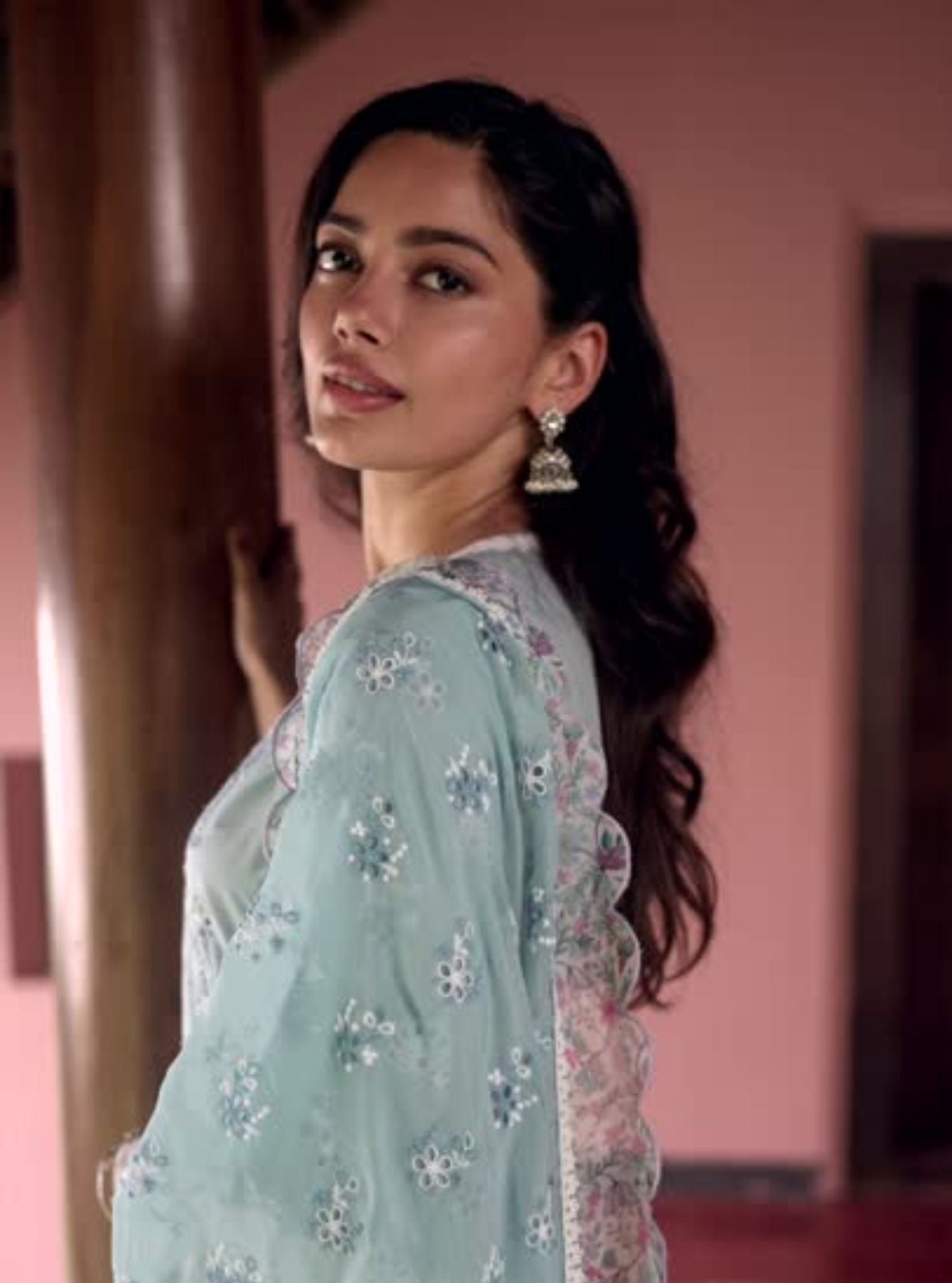 Mulmul Cotton Nair Light Blue Kurta With Mulmul Cotton Nair Light Blue Pant