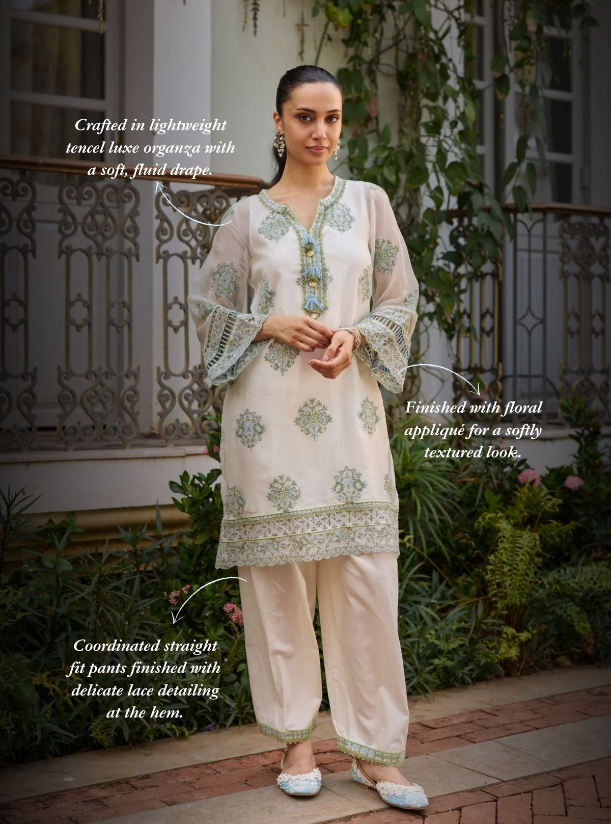 Suko Organza Off White Kurta Set