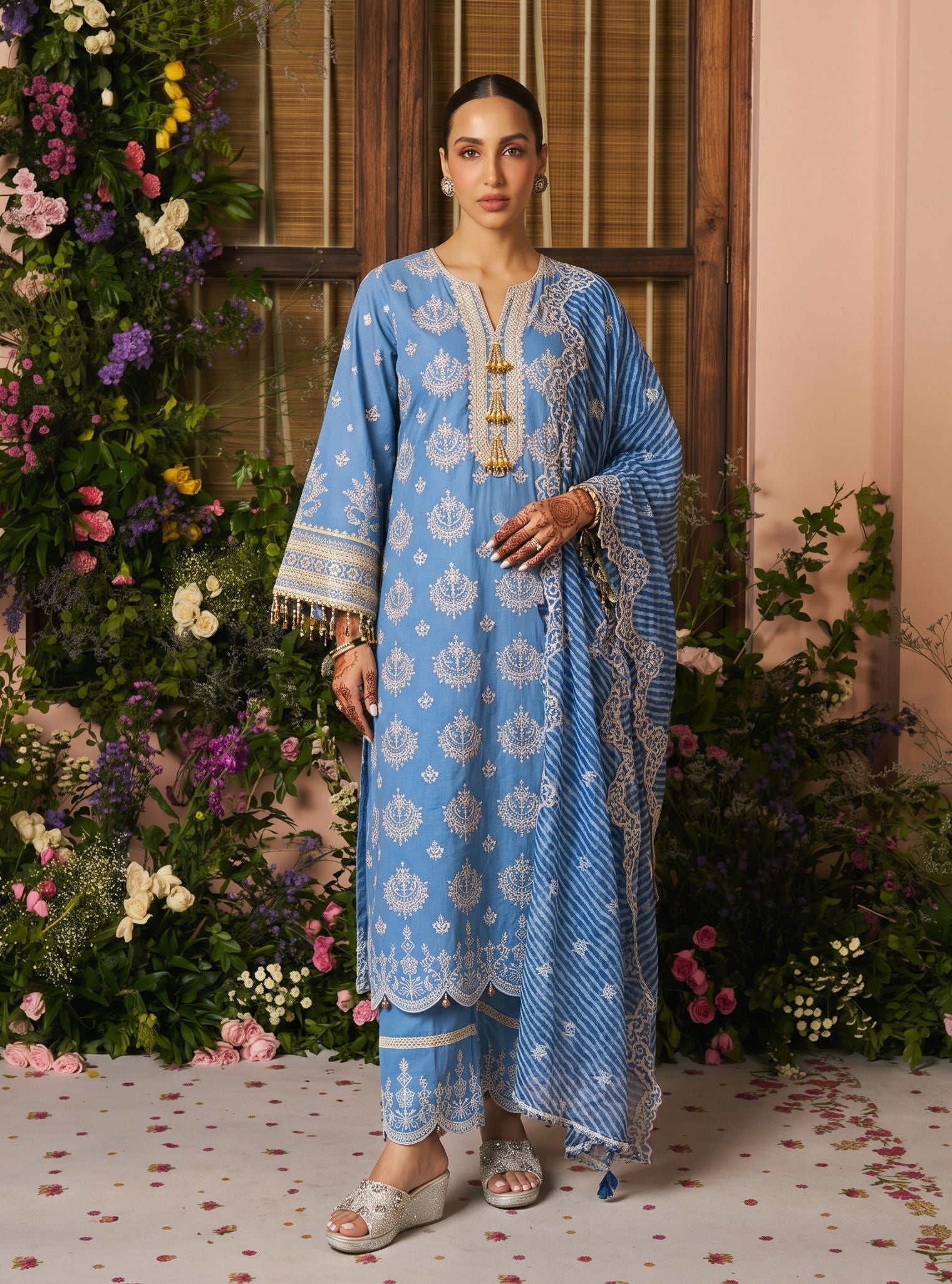 Amie Supima Cotton Denim Kurta Set