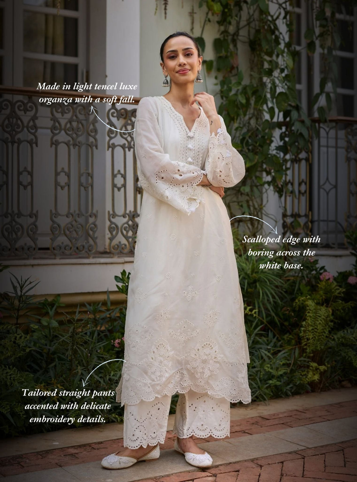 Miso Organza Off White Kurta Set
