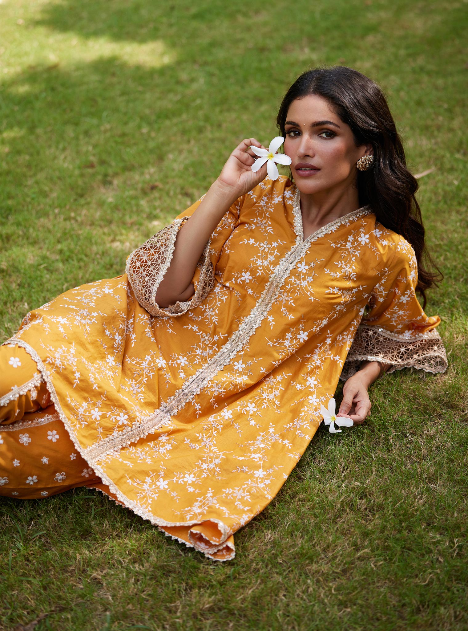 Mulmul Supima Cotton Avira Orange Kurta