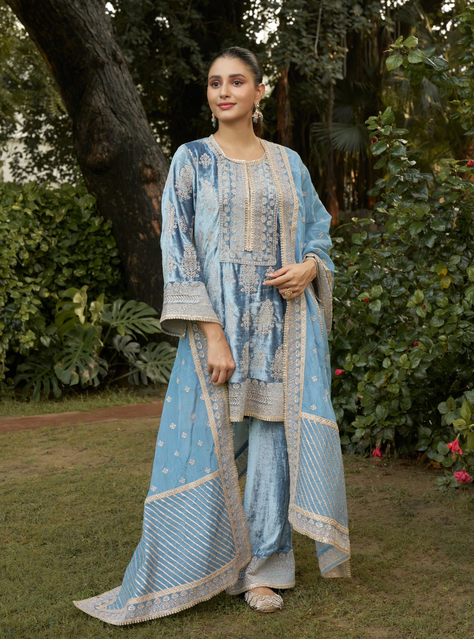 Sargam Velvet Denim Kurta Set