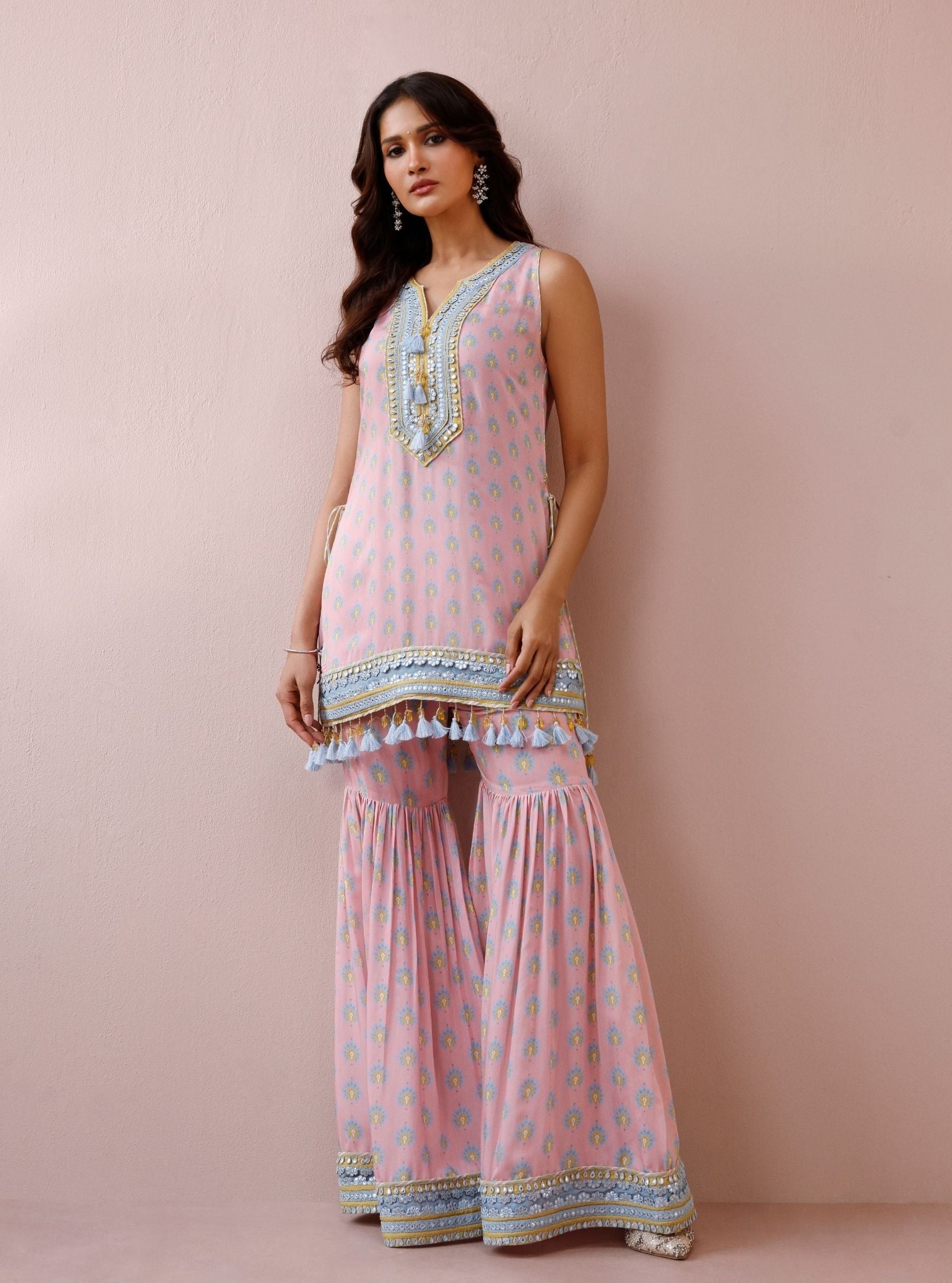 Ayra Lawn Printed Pink Kurta with Garara