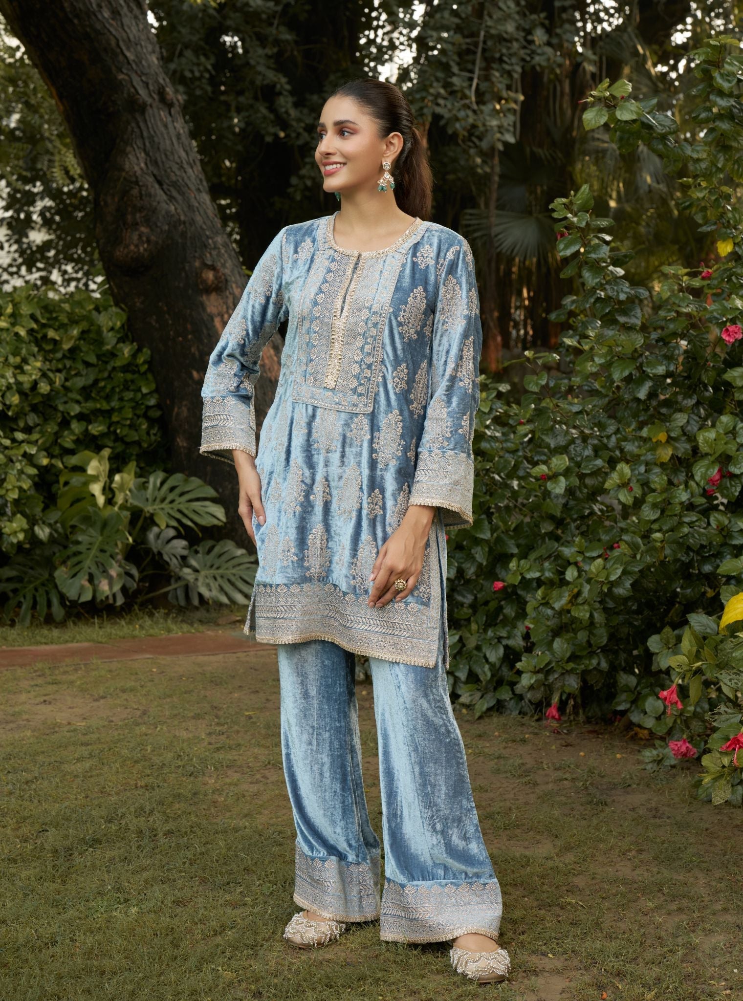 Sargam Velvet Denim Kurta Set