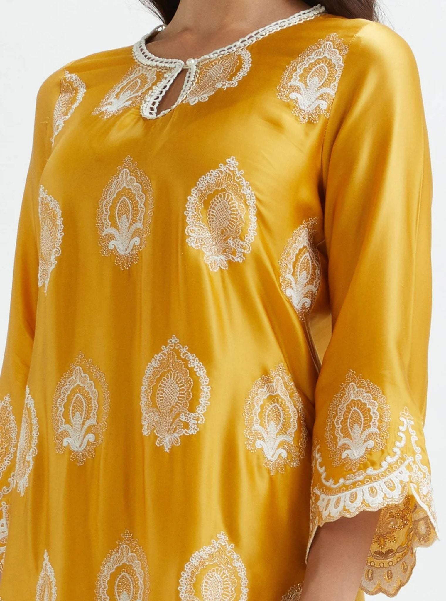 Sydney Cupro Silk Orange Kurta Set