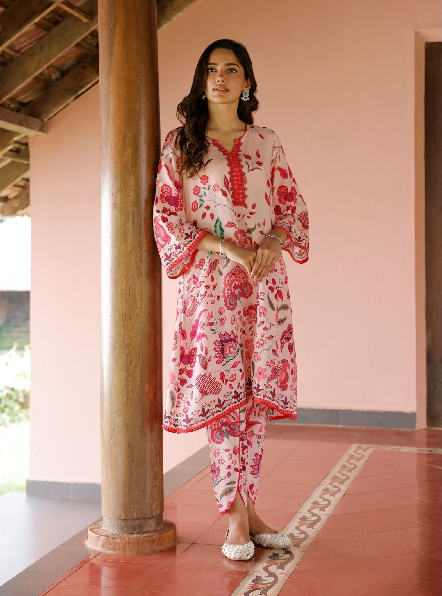 Mulmul Lawn Printed Mika Off White Kurta With Mulmul Lawn Printed Mika Off White Dhoti Pant