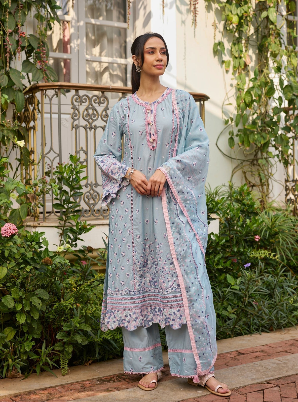 Lyo Supima Cotton Blue Kurta Set