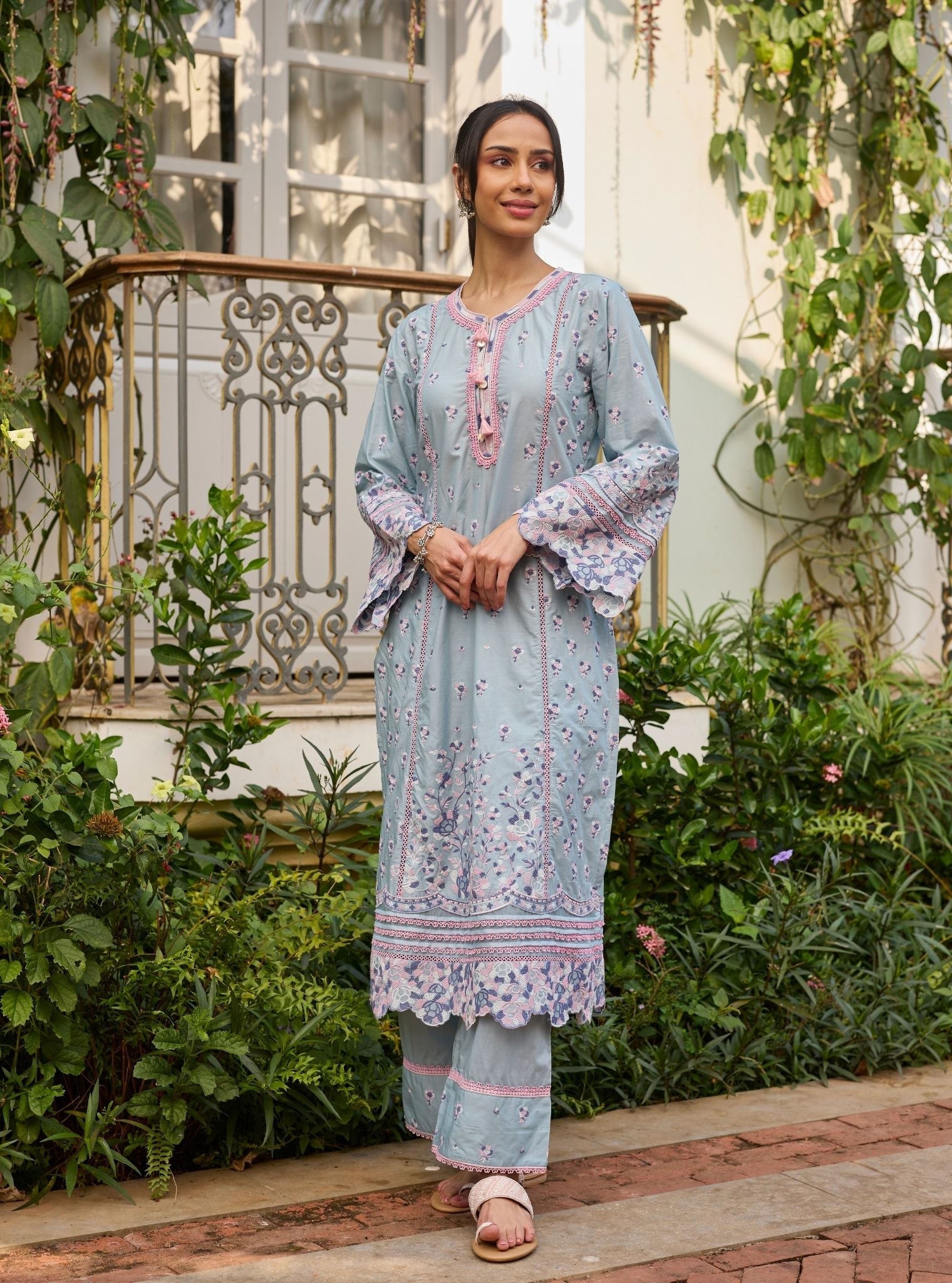 Lyo Supima Cotton Blue Kurta Set