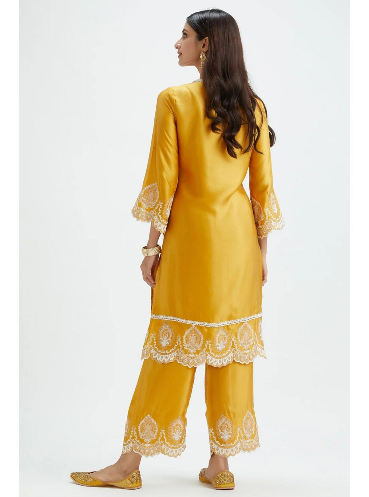Sydney Cupro Silk Orange Kurta Set