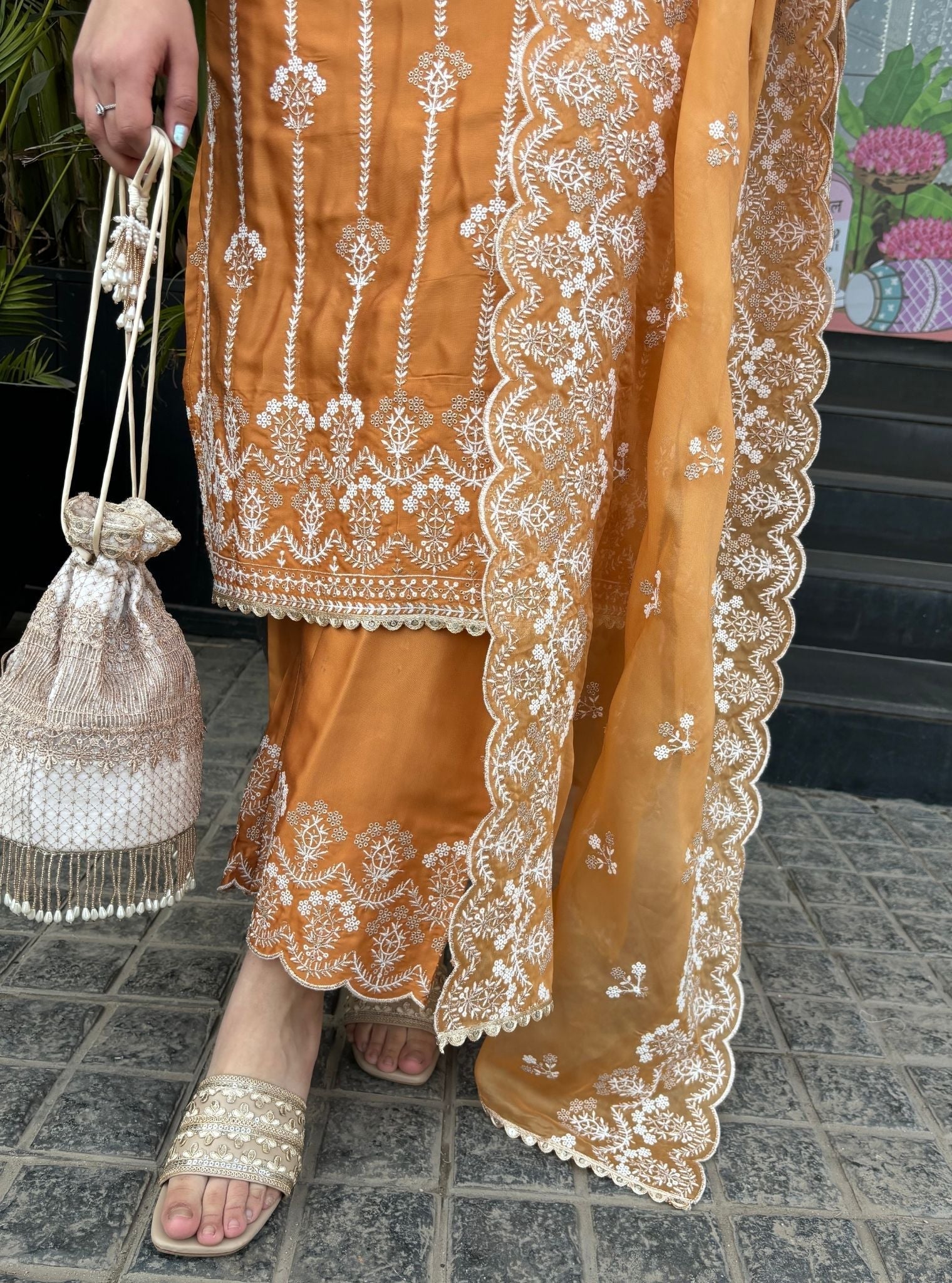 Mulmul Cupro Zoya Orange Pant