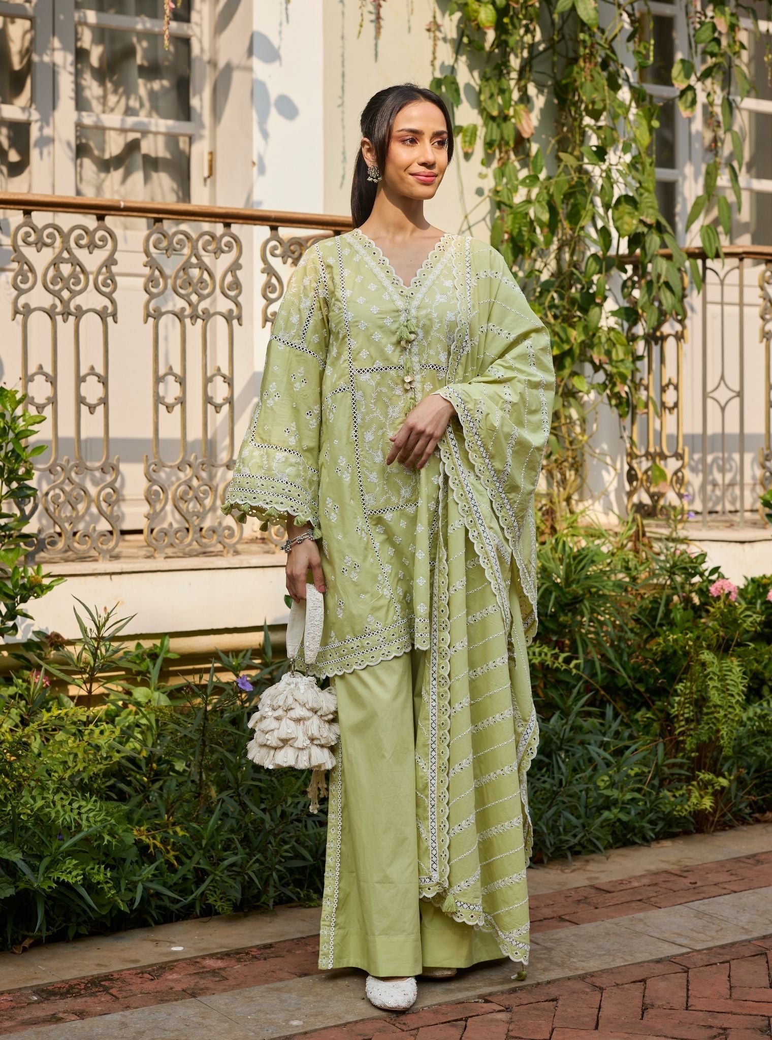 Enao Supima Cotton Lime Short Kurta Set