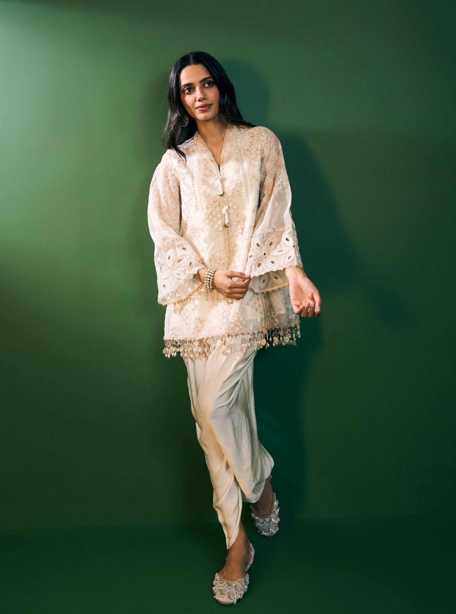 Riyana Organza Off White Kurta Set