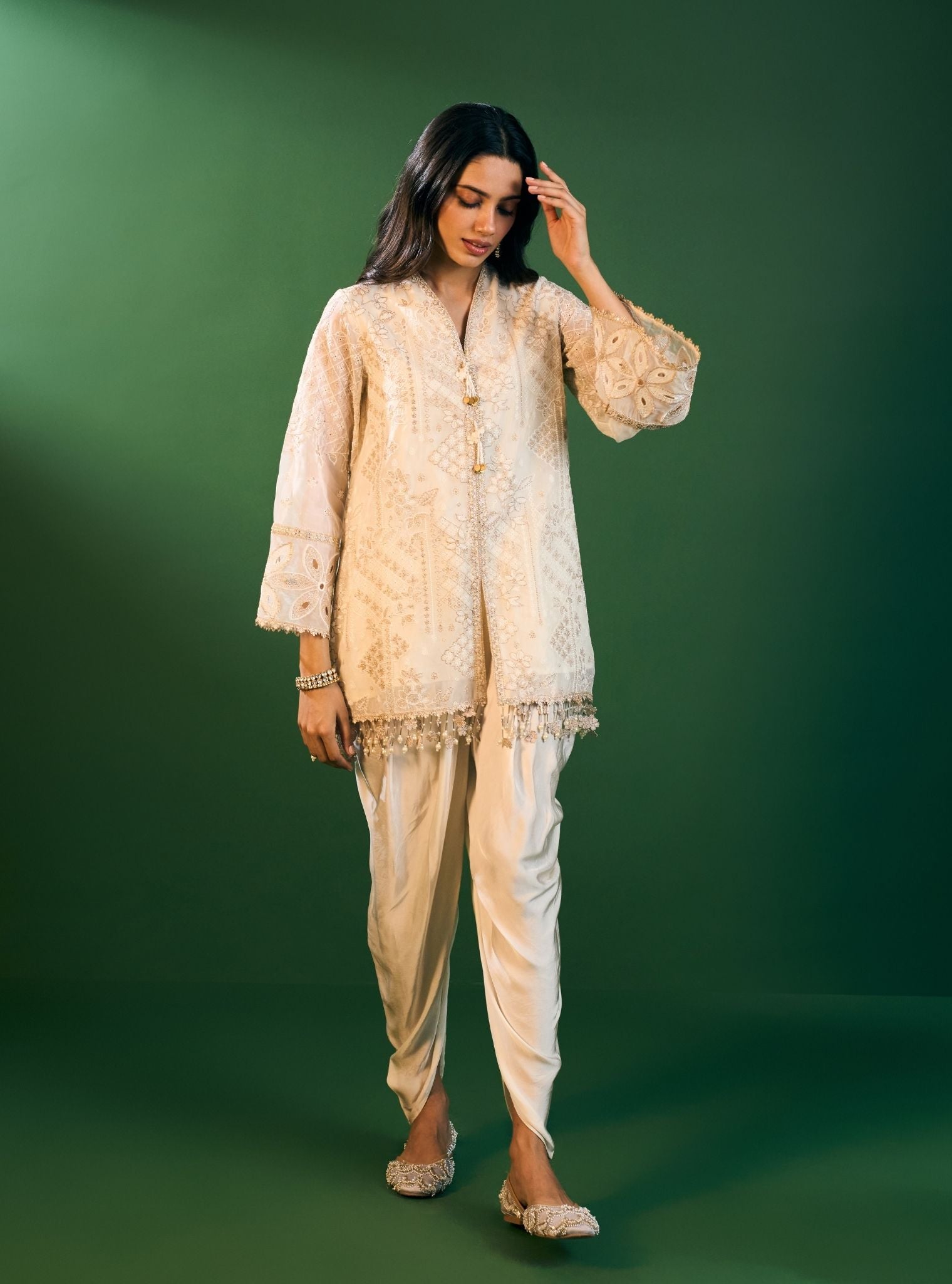 Riyana Organza Off White Kurta Set