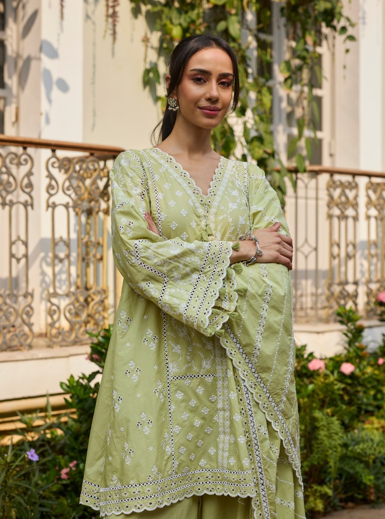 Enao Supima Cotton Lime Short Kurta Set