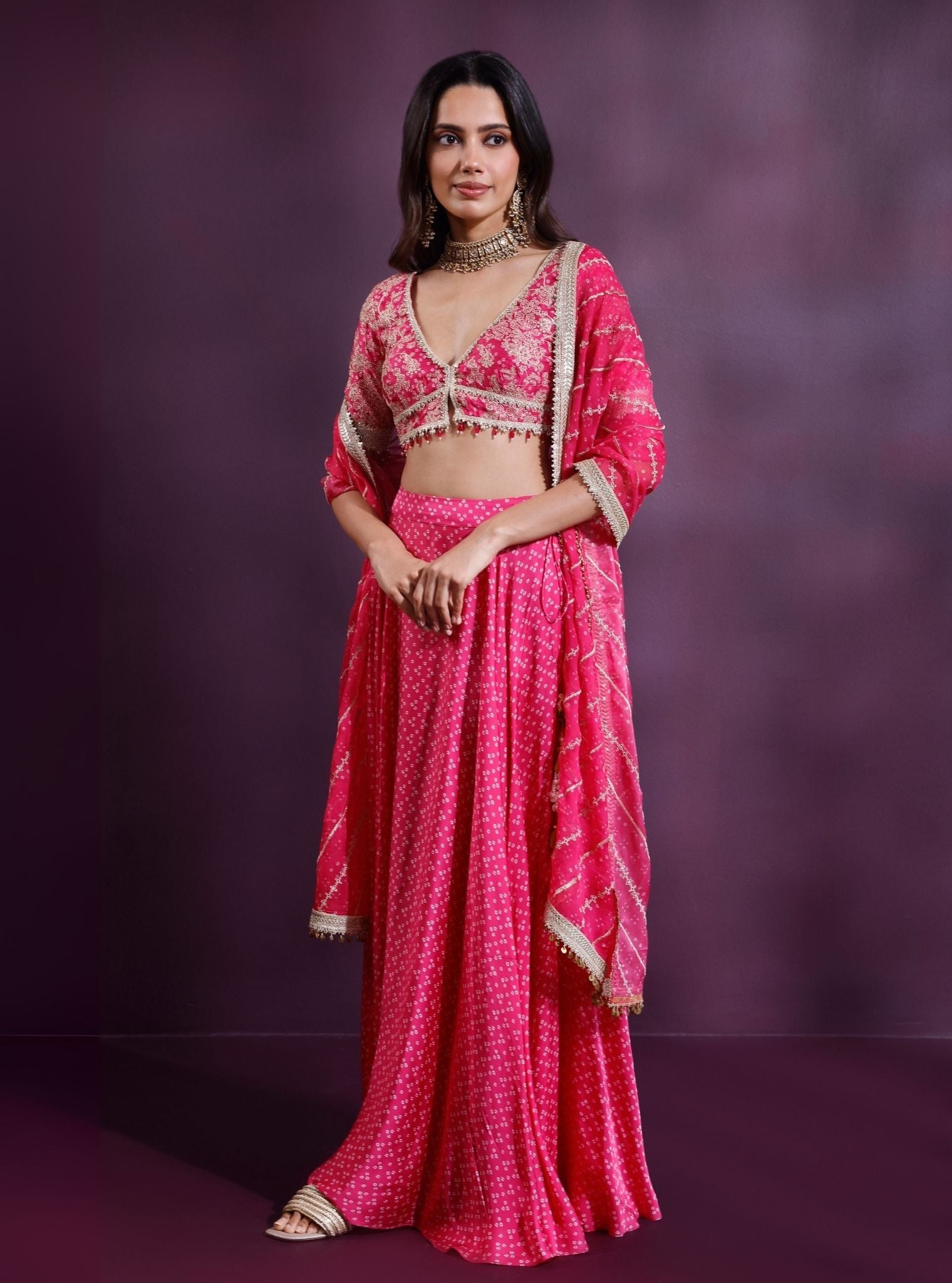 Mulmul Organza Printed Kuni Fuschia Dupatta