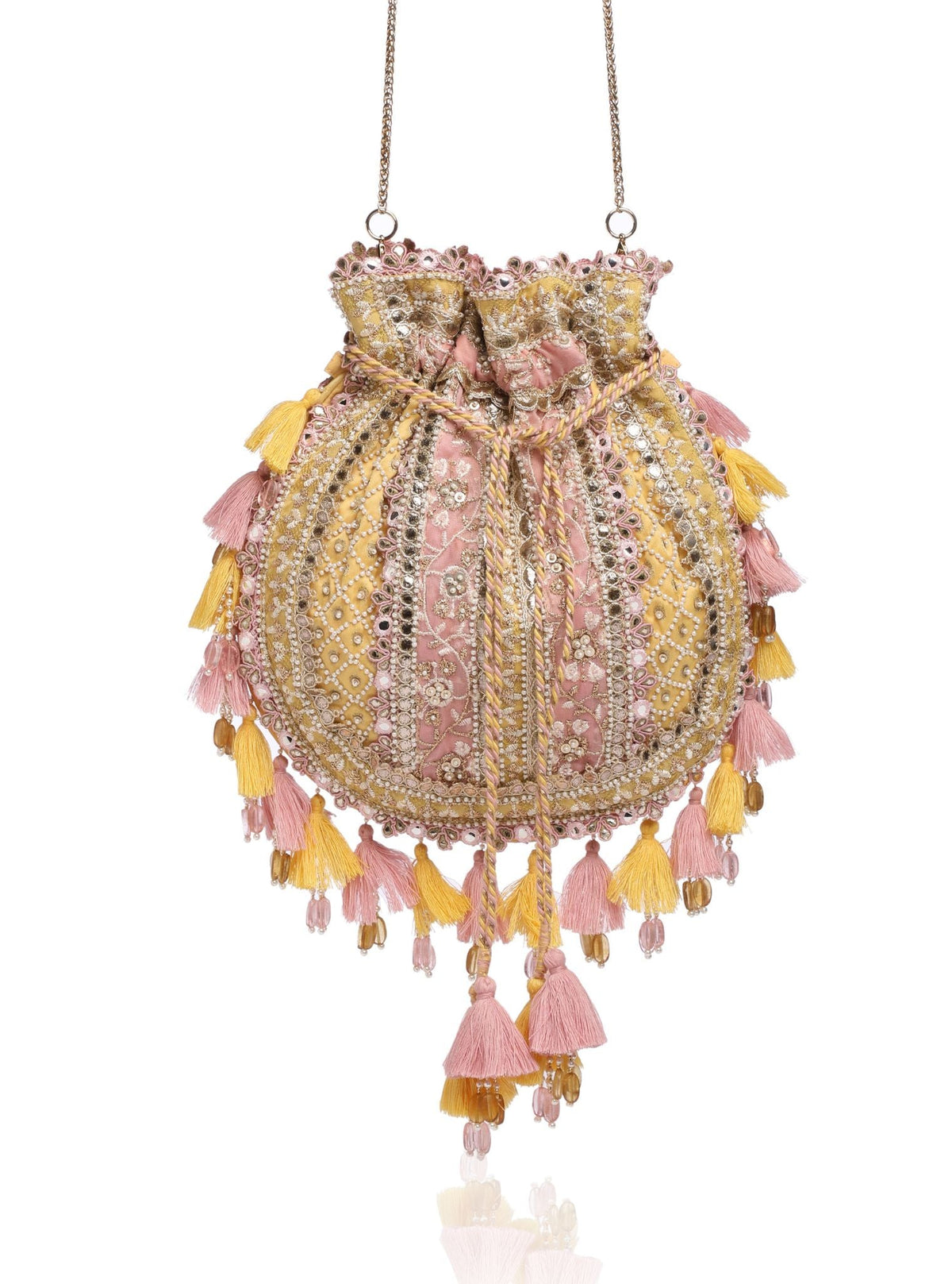 The Jodhpur Charm Yellow Potli Bag