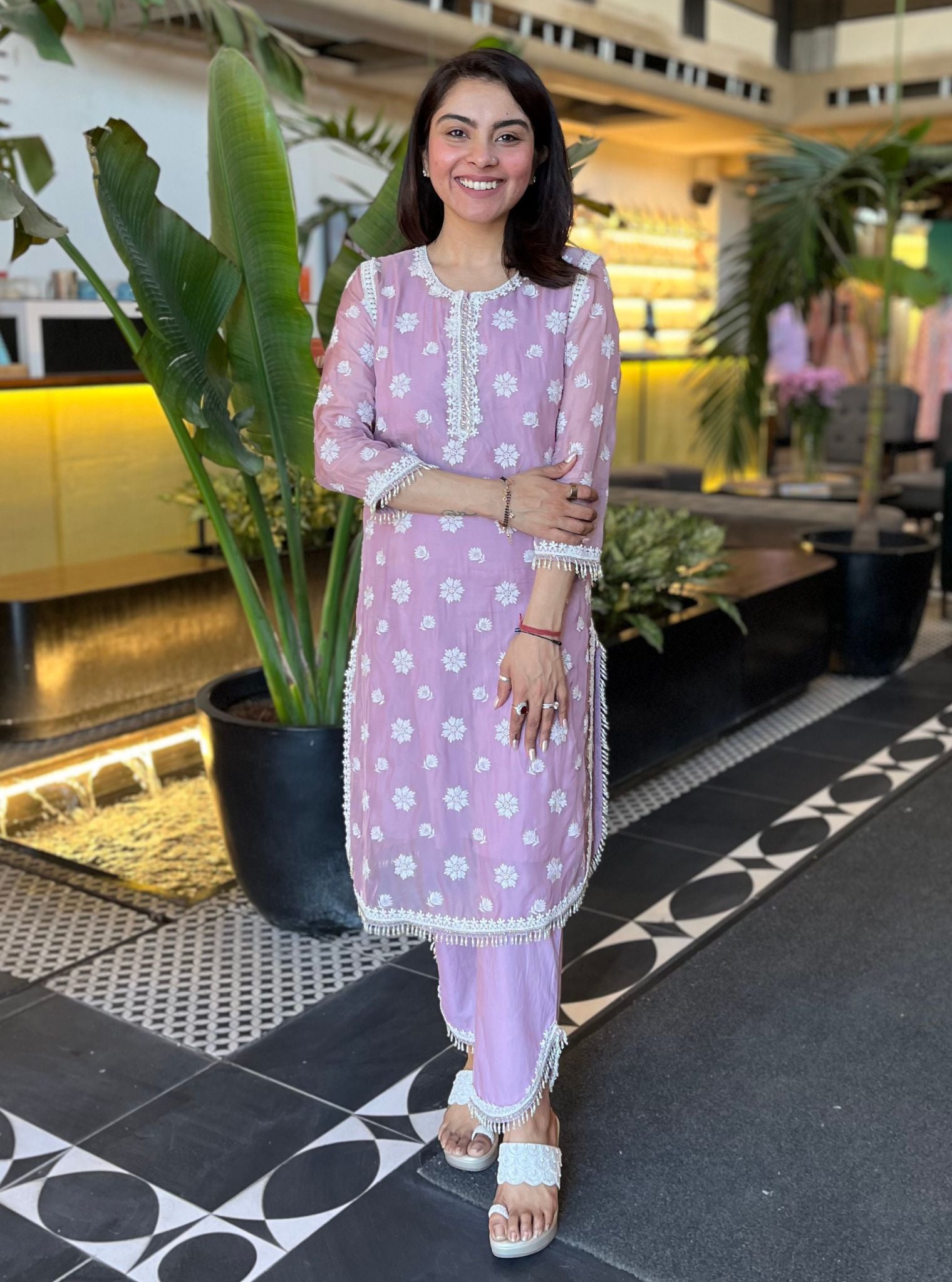 Nour Organza Lilac Kurta Set