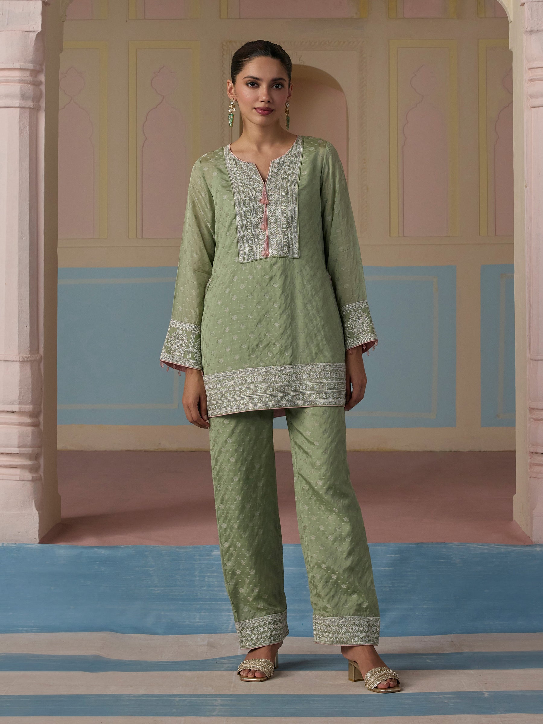 Elara Banarasi Green Co-ord Set