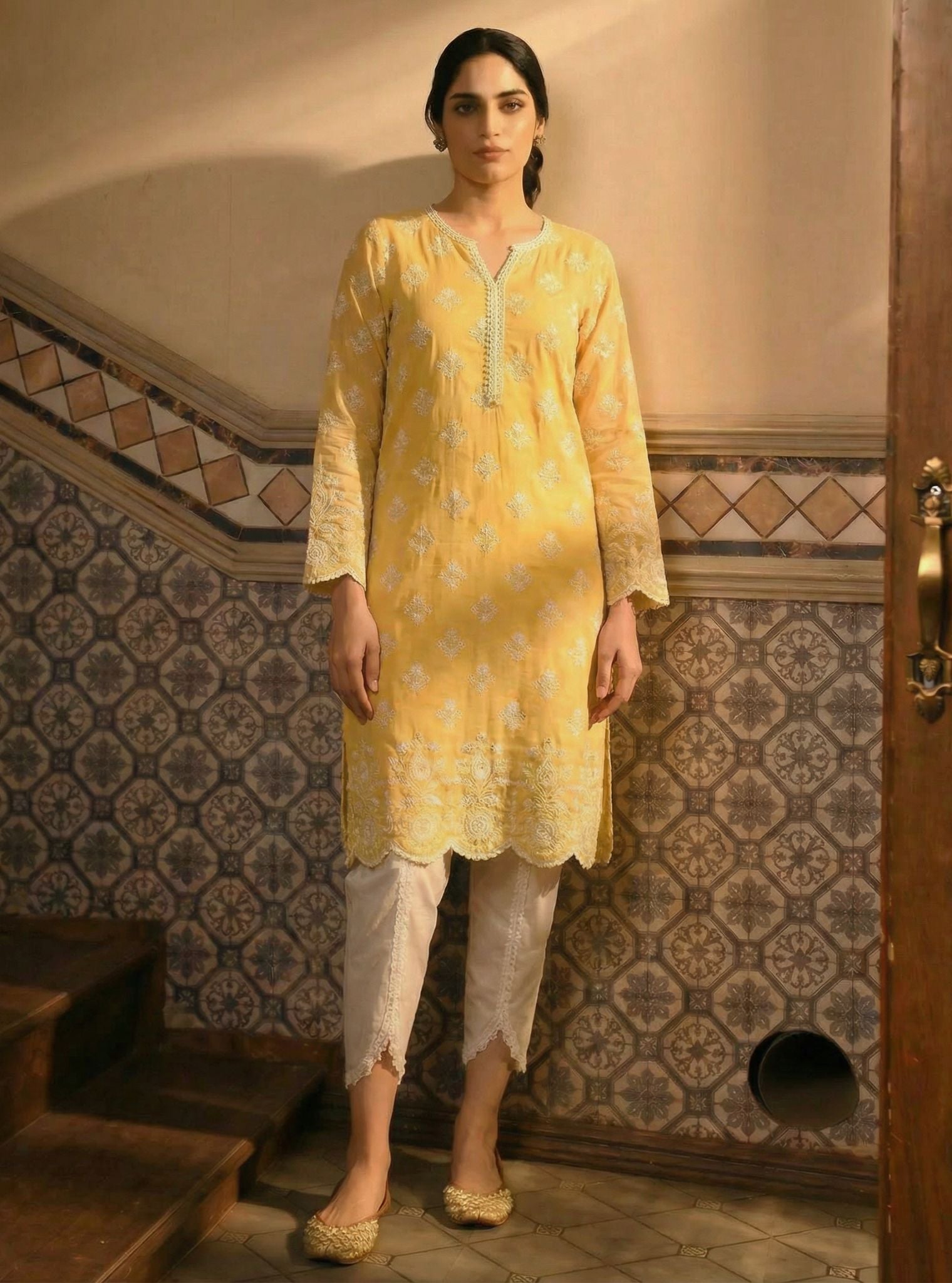 Arpora Supima Cotton Yellow Kurta Set