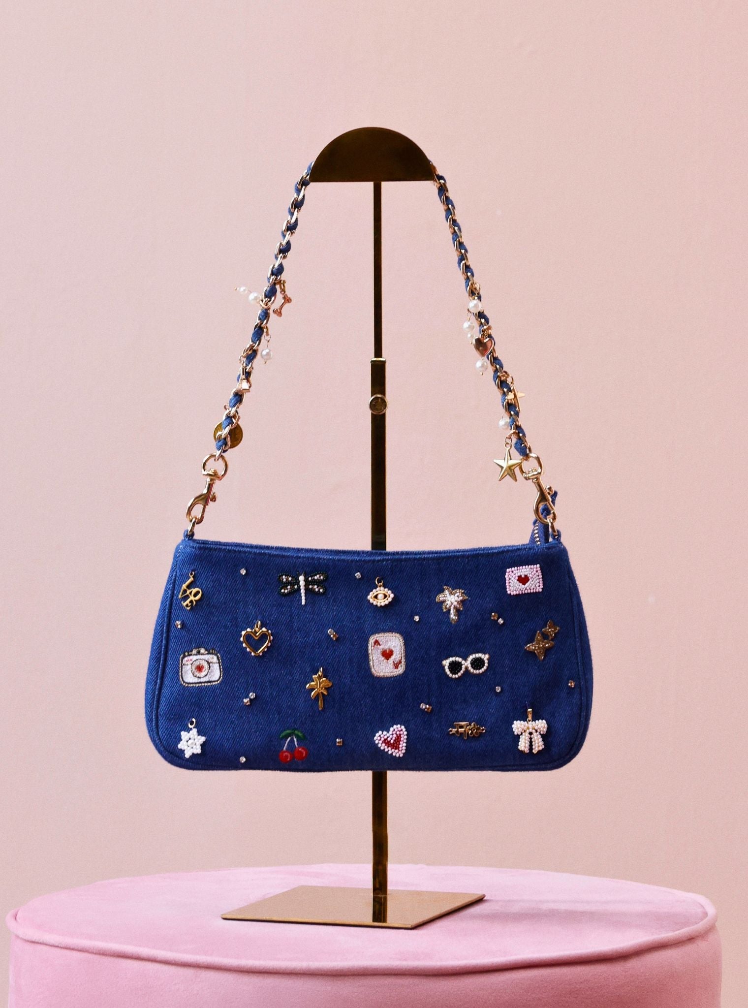 Glam Slam Denim Charms Bag