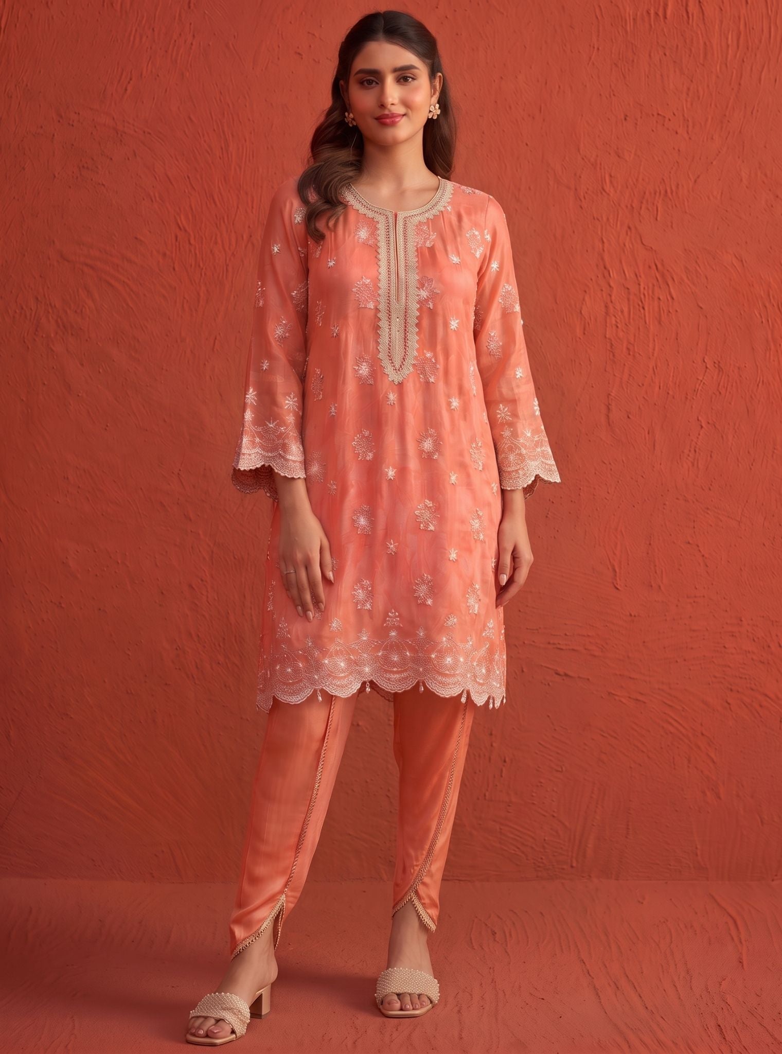 Kangna Crepe Terracotta Kurta Set