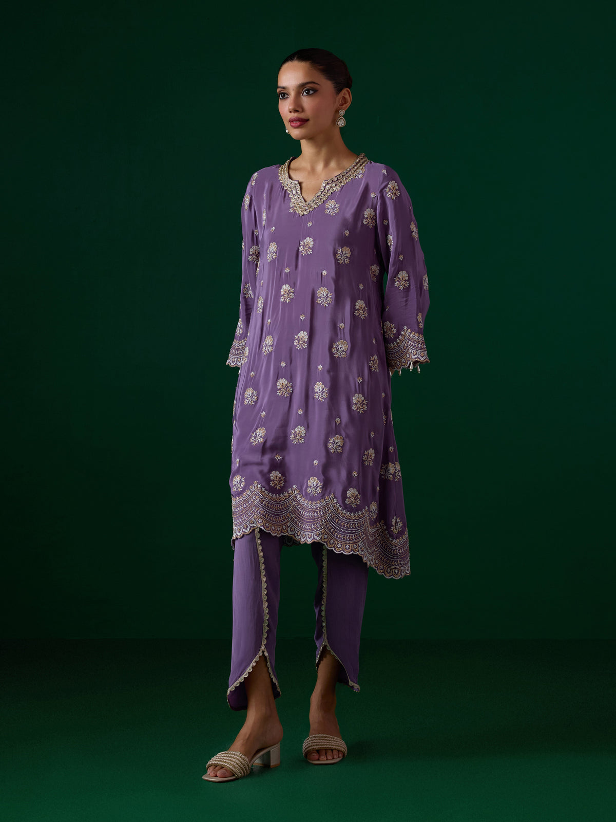 Mehar Crepe Violet Kurta Set