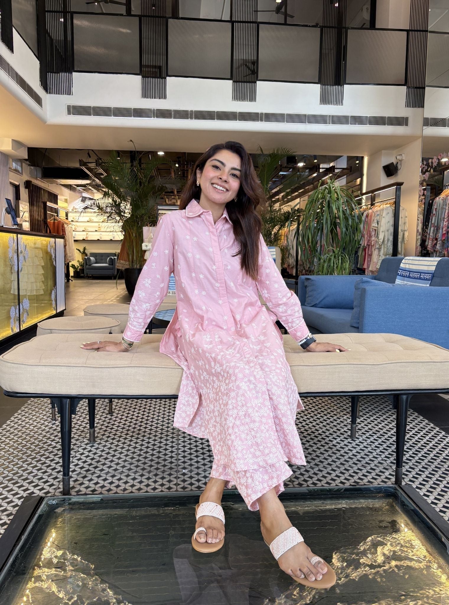Sahana Supima Cotton Pink Long Shirt Co-ord Set