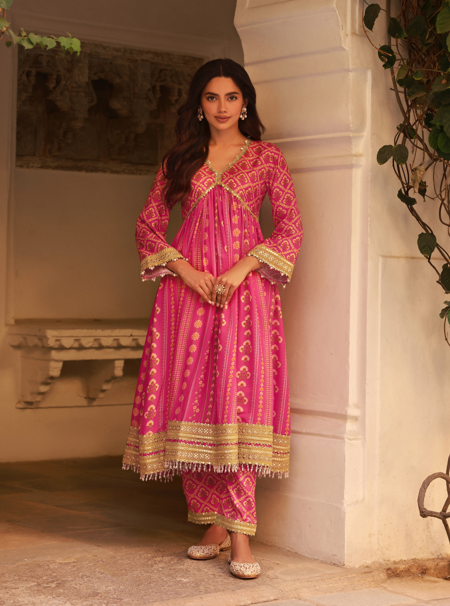 Uvrita Lawn Fuschia Anarkali Set