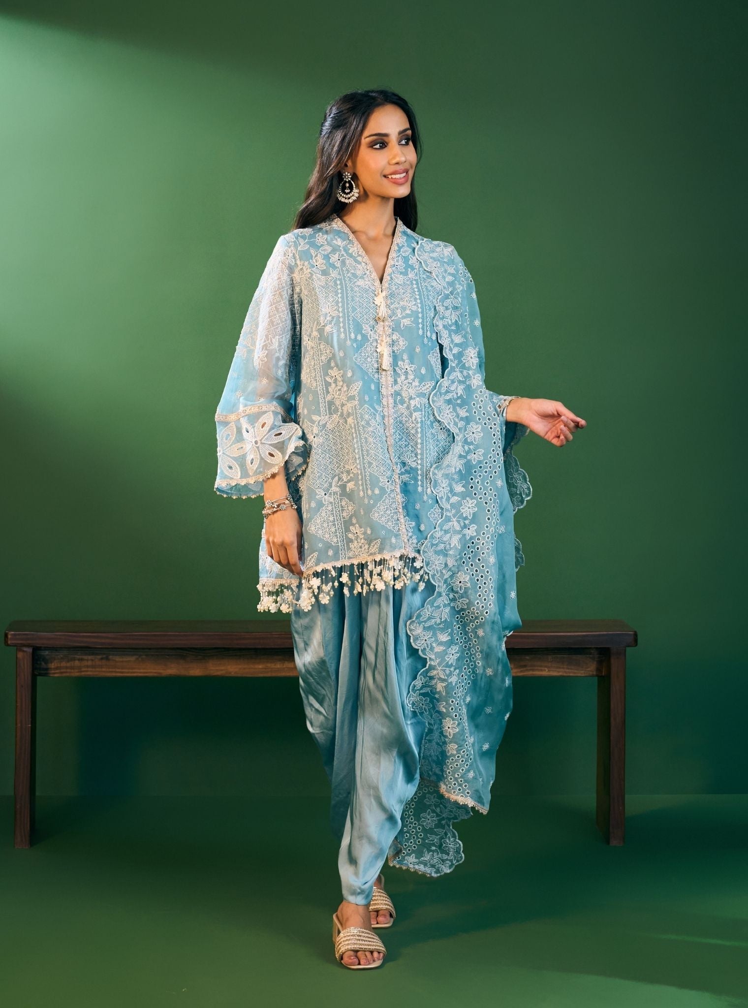 Riyana Organza Sky Blue Kurta Set