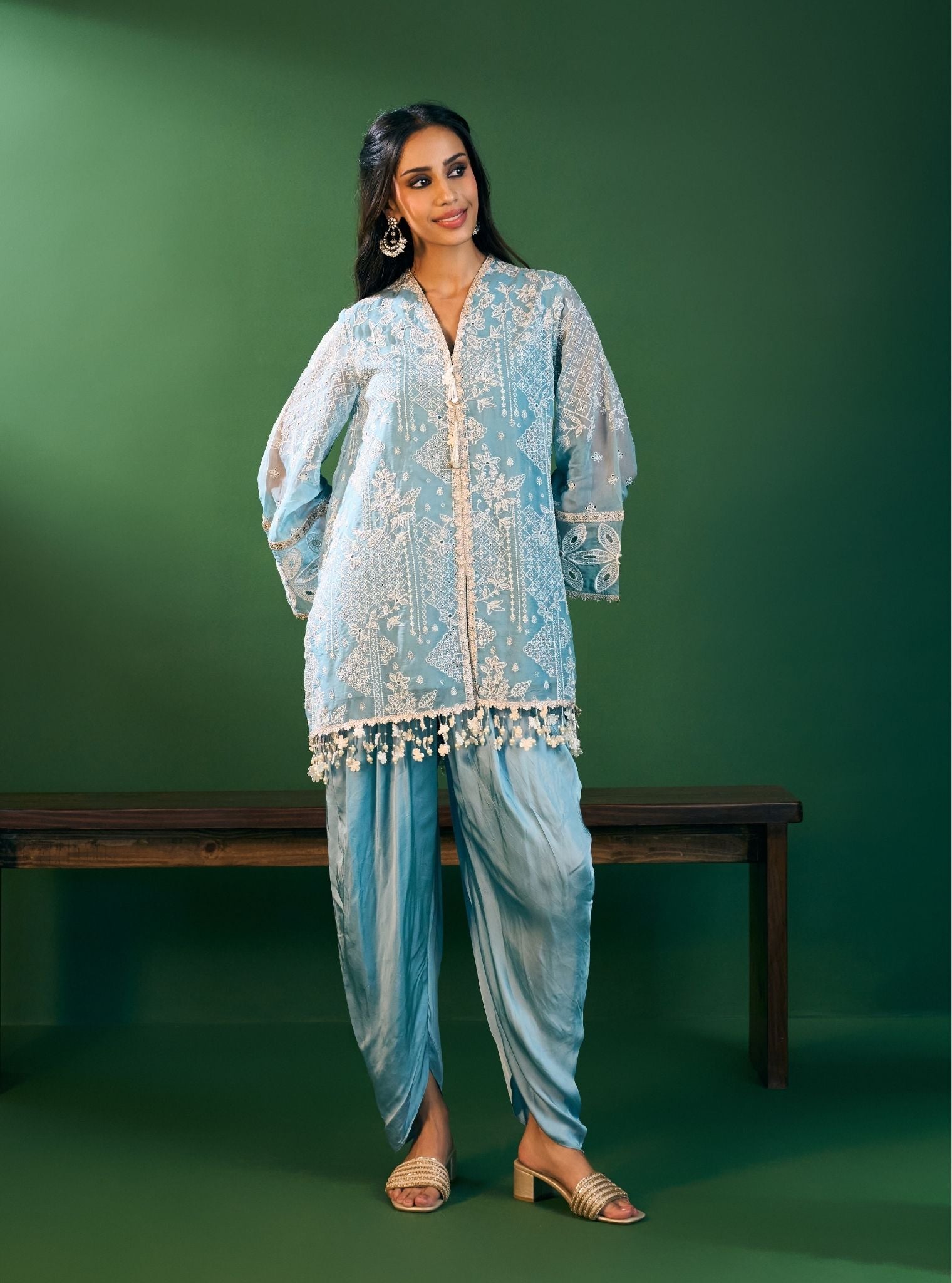 Riyana Organza Sky Blue Kurta Set
