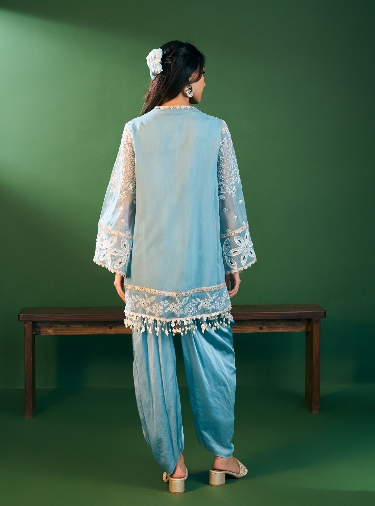 Riyana Organza Sky Blue Kurta Set