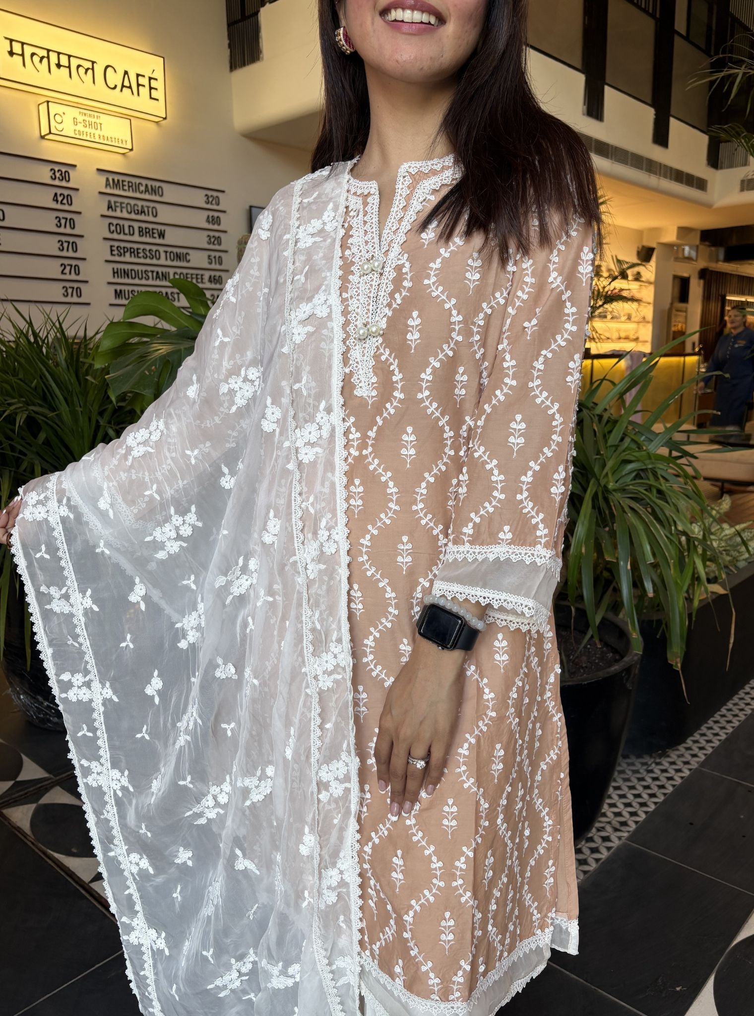 Maneri Supima Cotton Beige Kurta Set