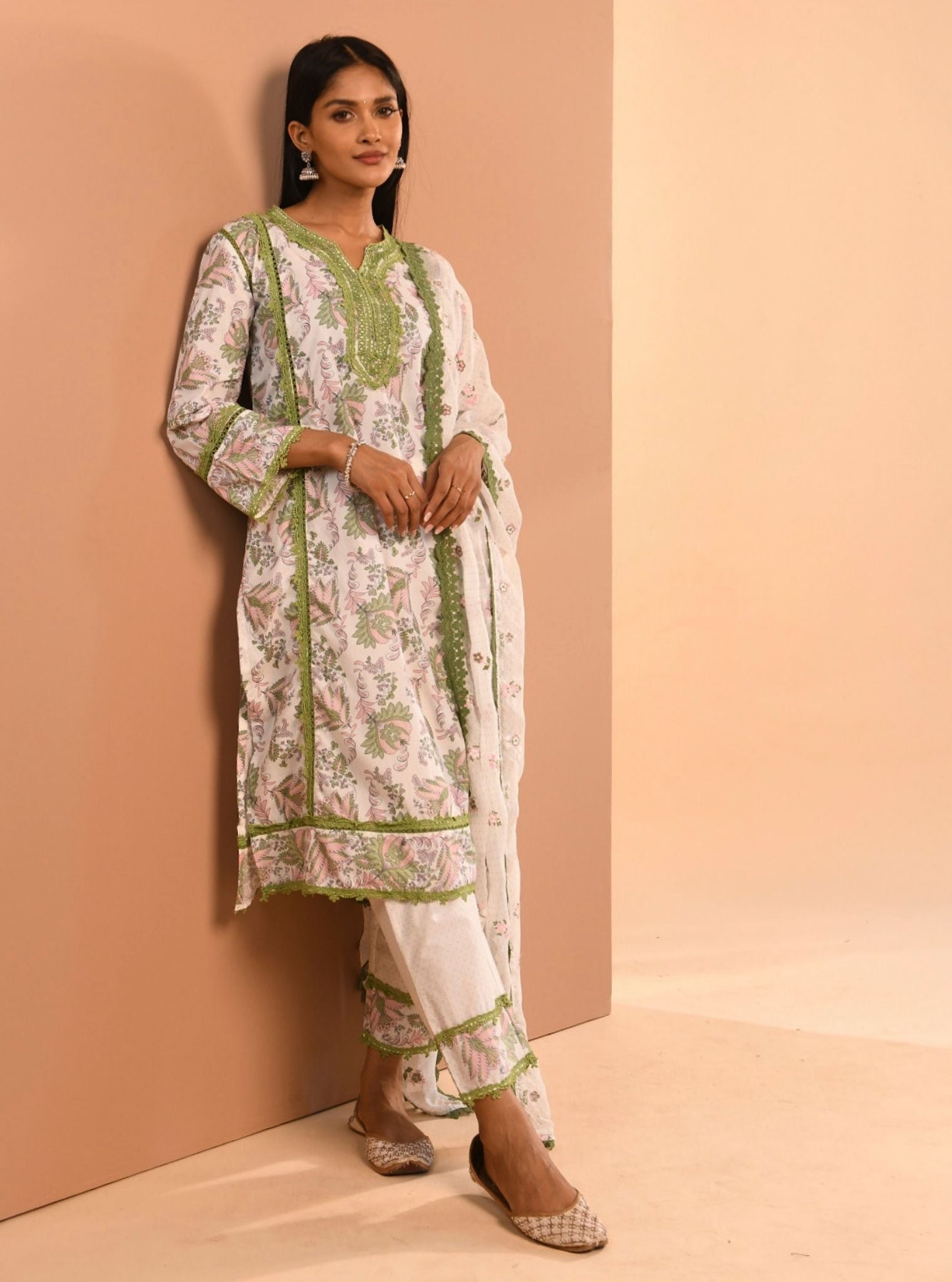 Mulmul Supima Cotton Esti Green Kurta