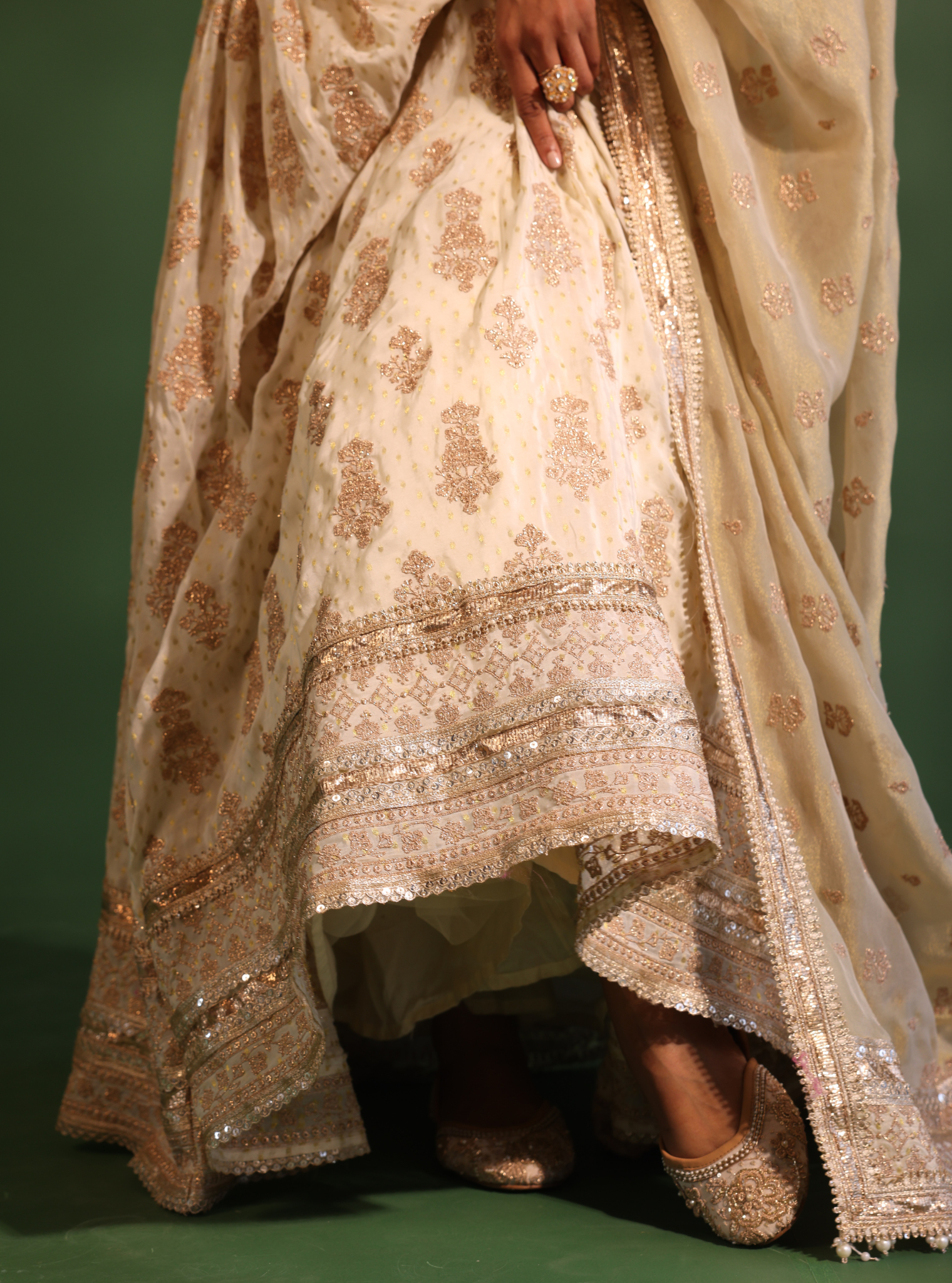 Rang Banarsi Off White Lehenga