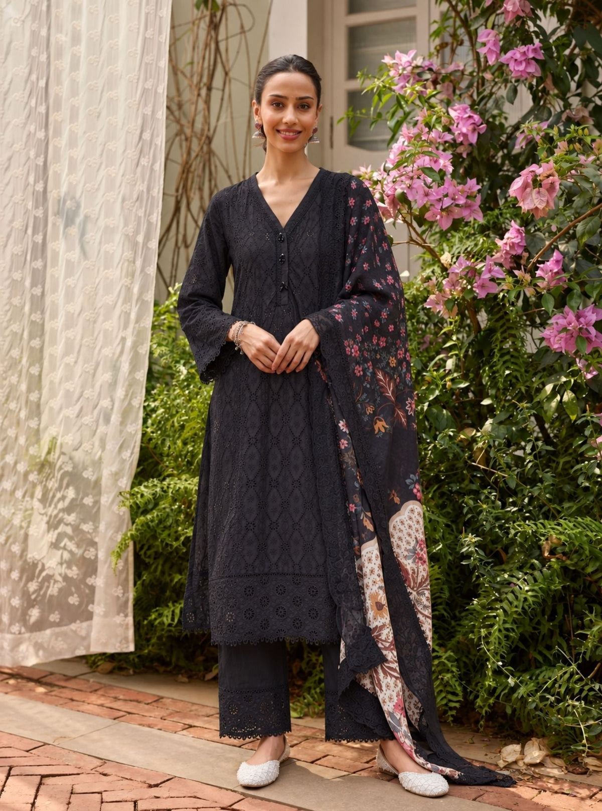 Asti Supima Cotton Black Kurta Set