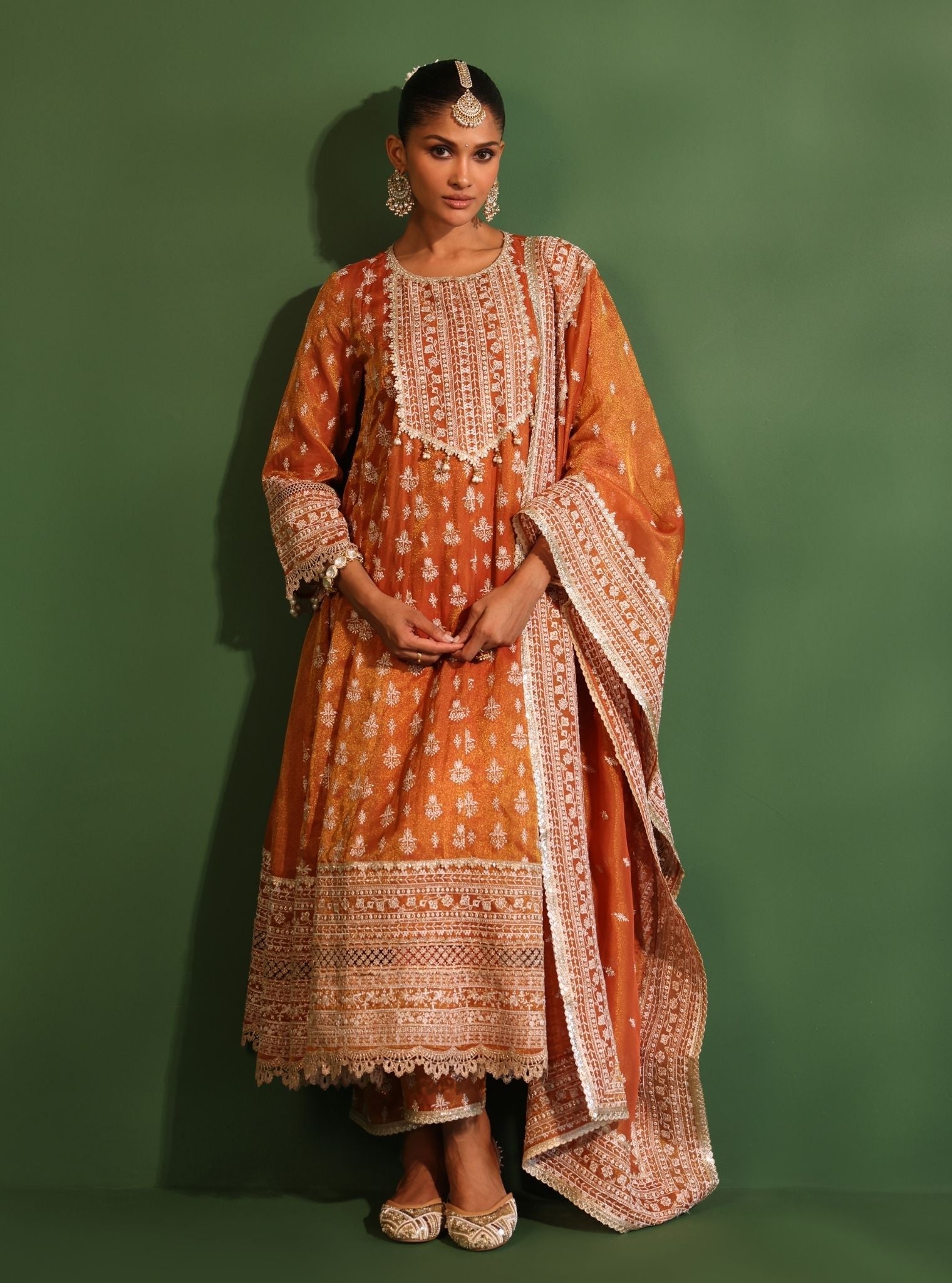 Mulmul Luxe Organza Jalwa Orange Dupatta