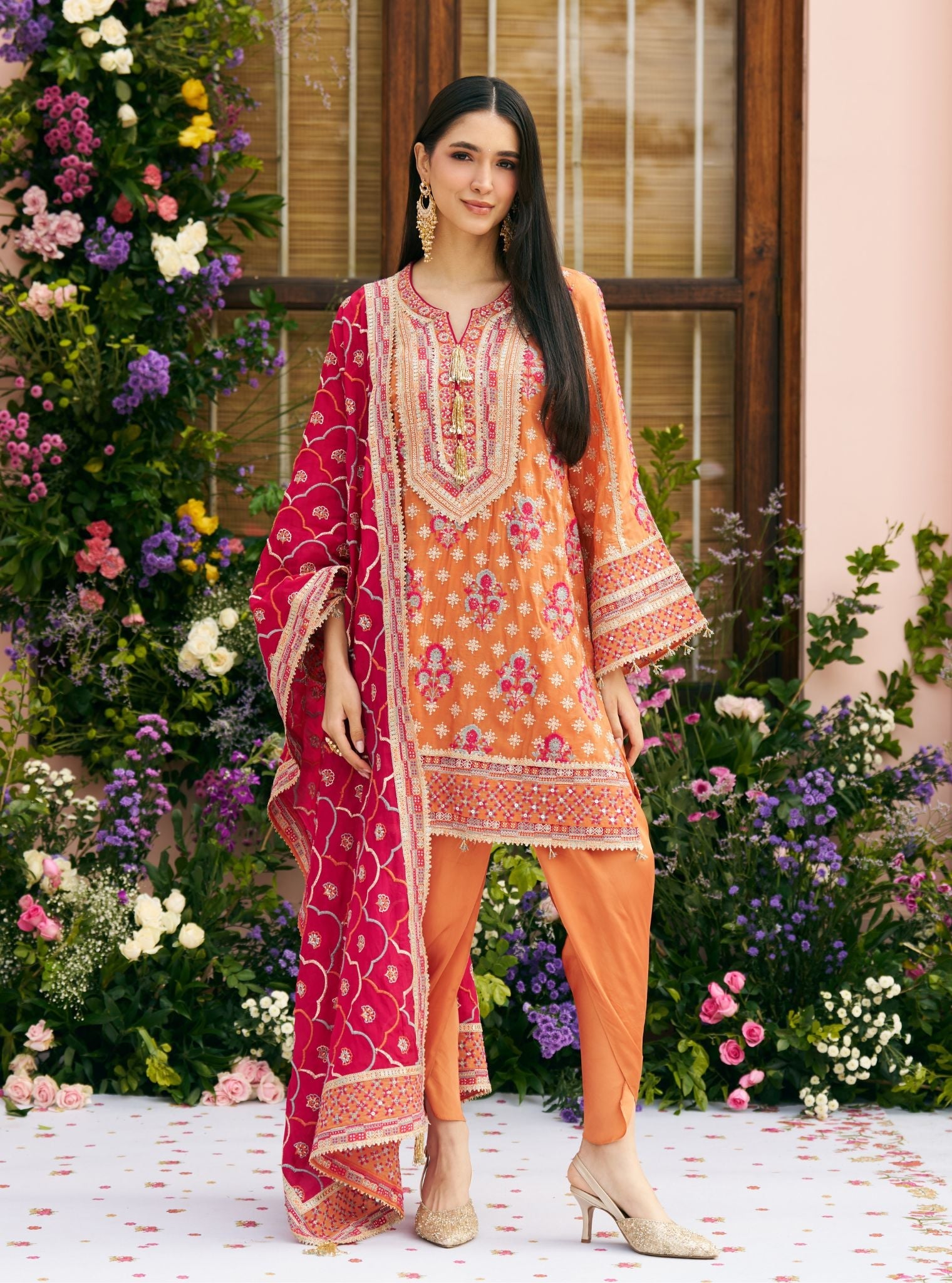Asmi Organza Orange Kurta Set