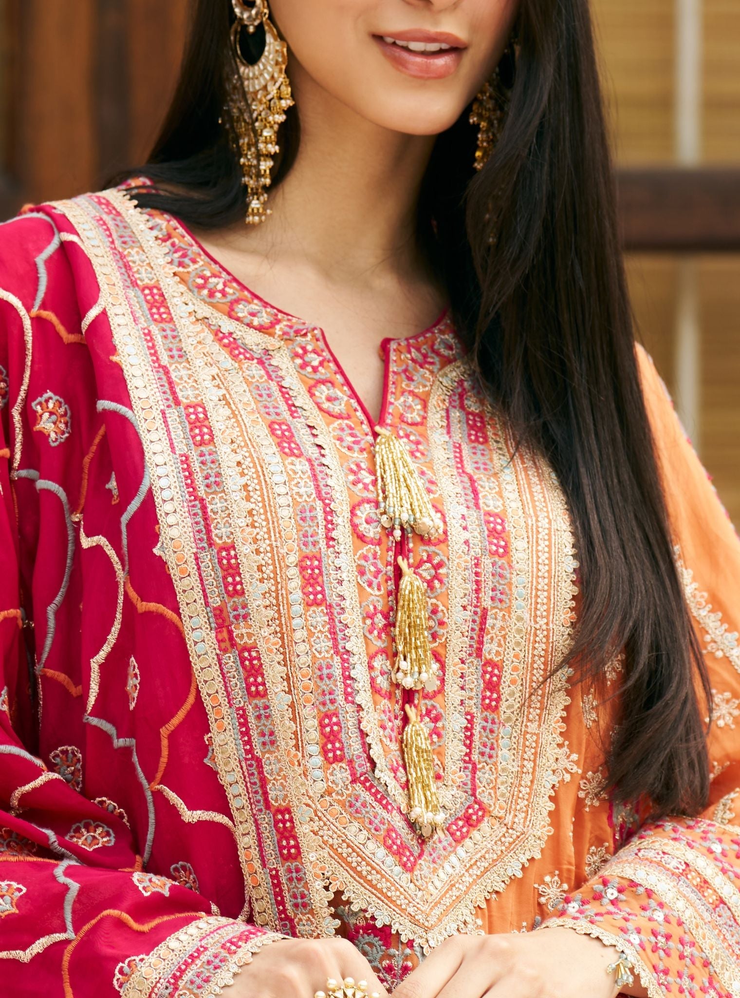 Asmi Organza Orange Kurta Set