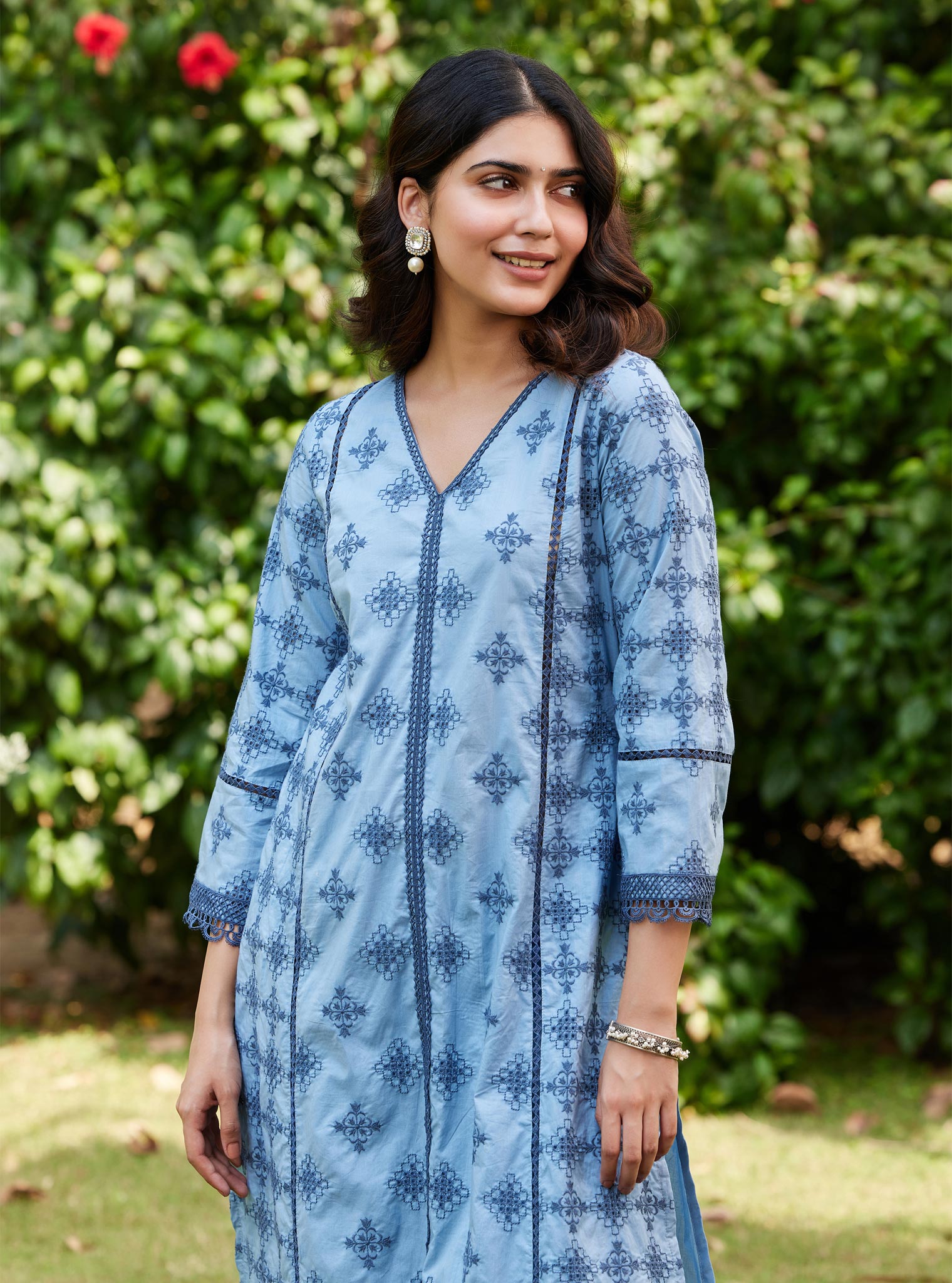 Mulmul Supima Cotton Seher Dark Blue Kurta