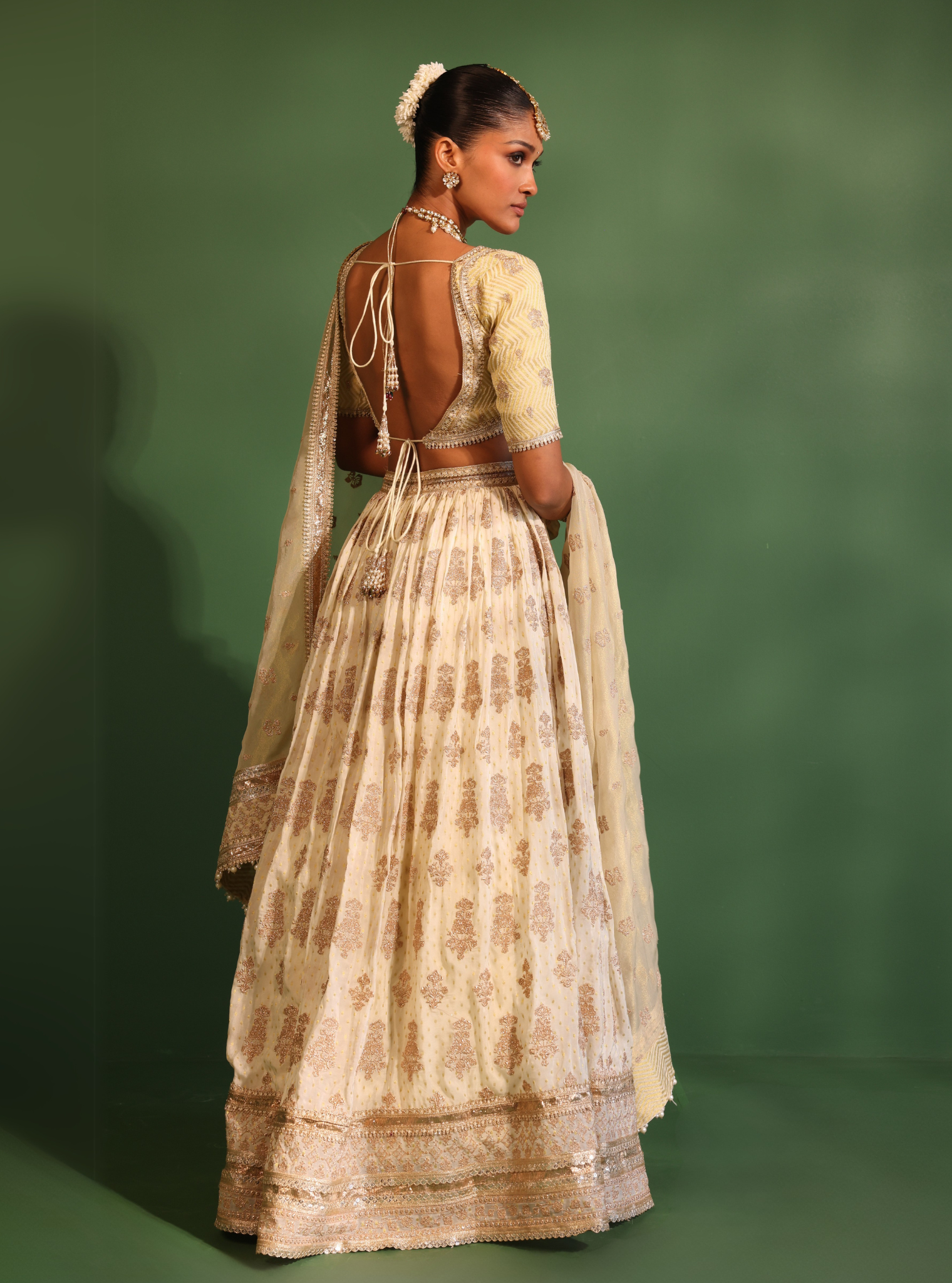 Rang Banarsi Off White Lehenga
