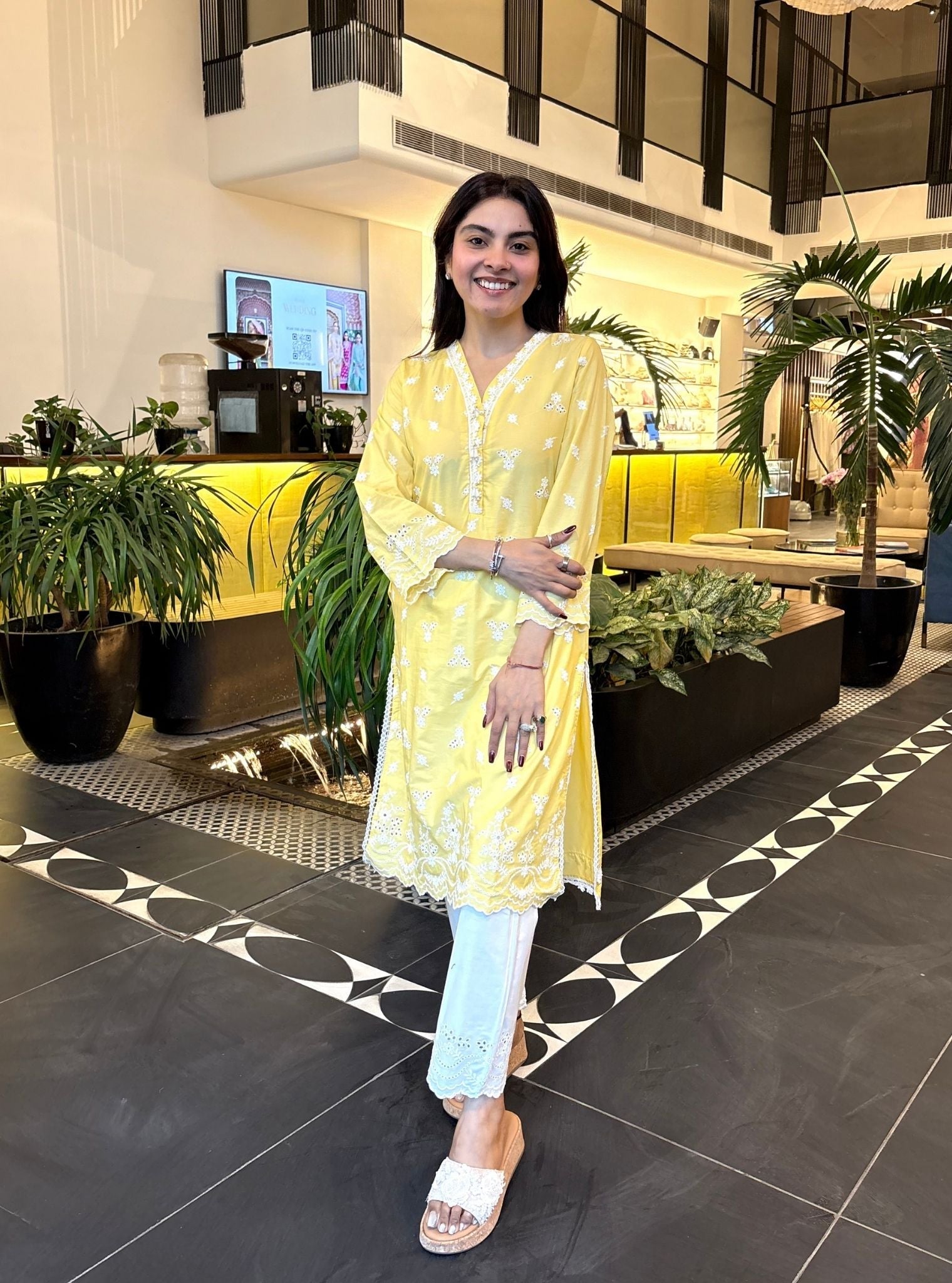 Satari Supima Cotton Yellow Kurta Set