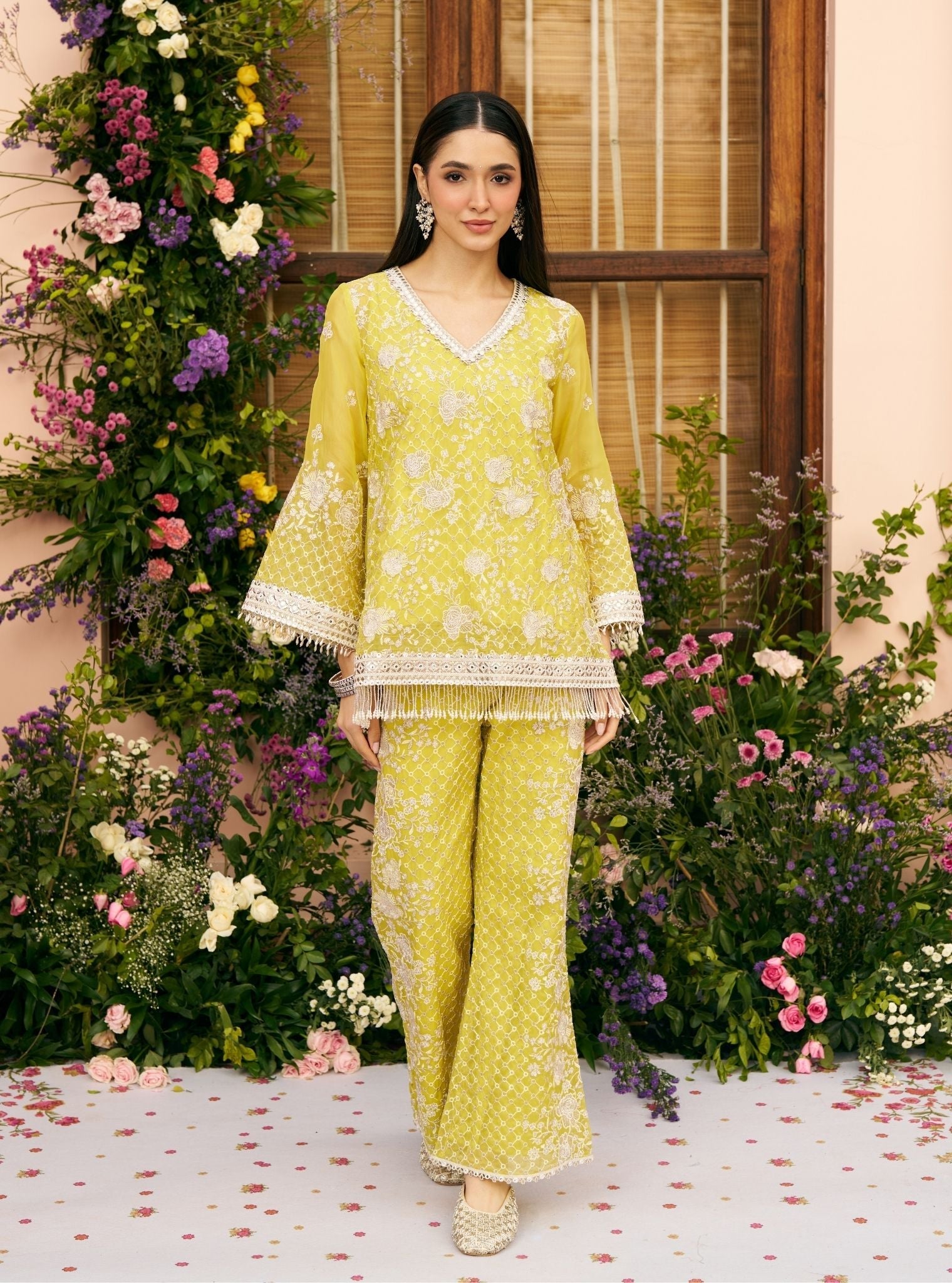 Mudita Organza Lime Green Co-ord Set