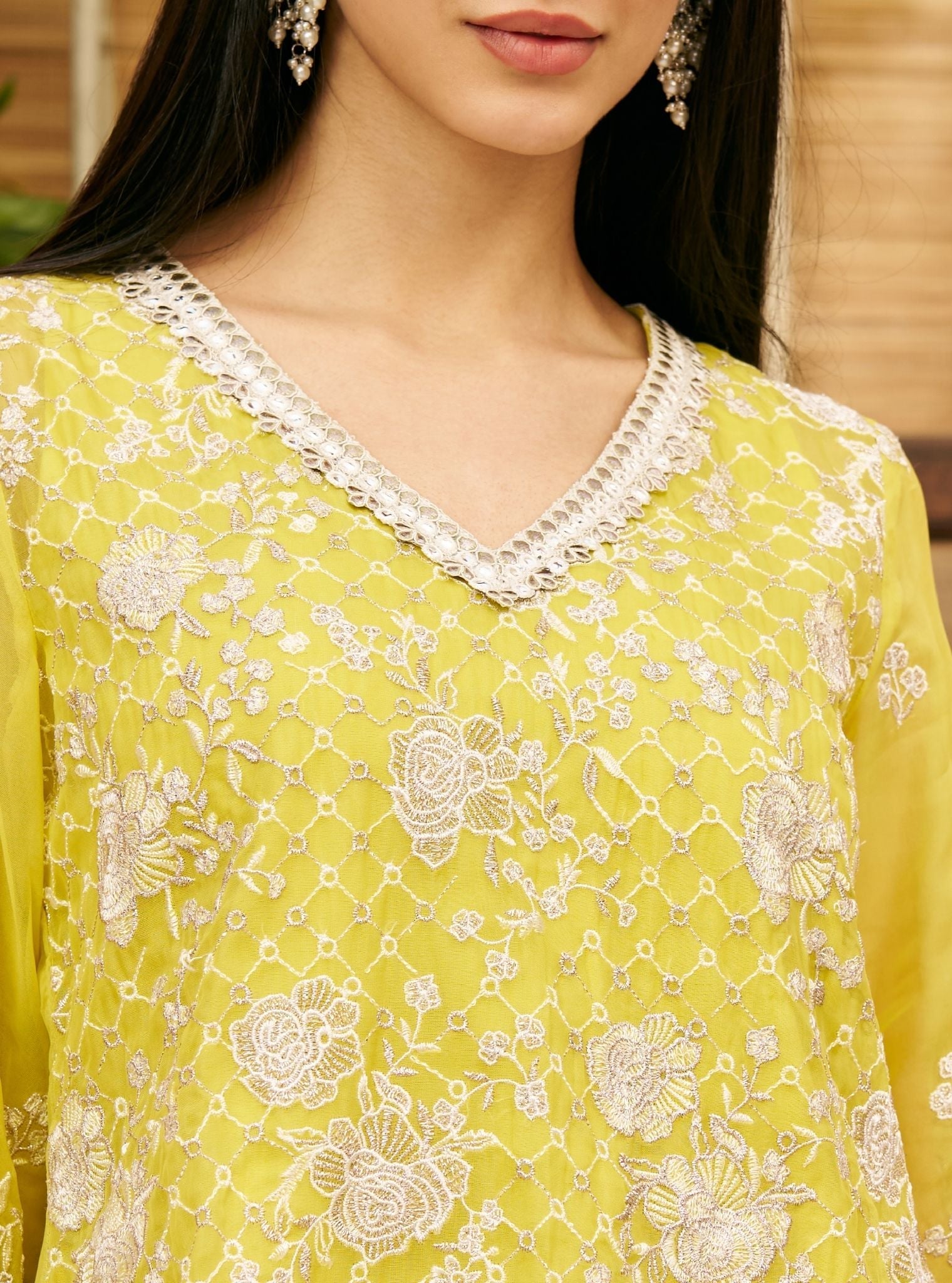 Mudita Organza Lime Green Co-ord Set