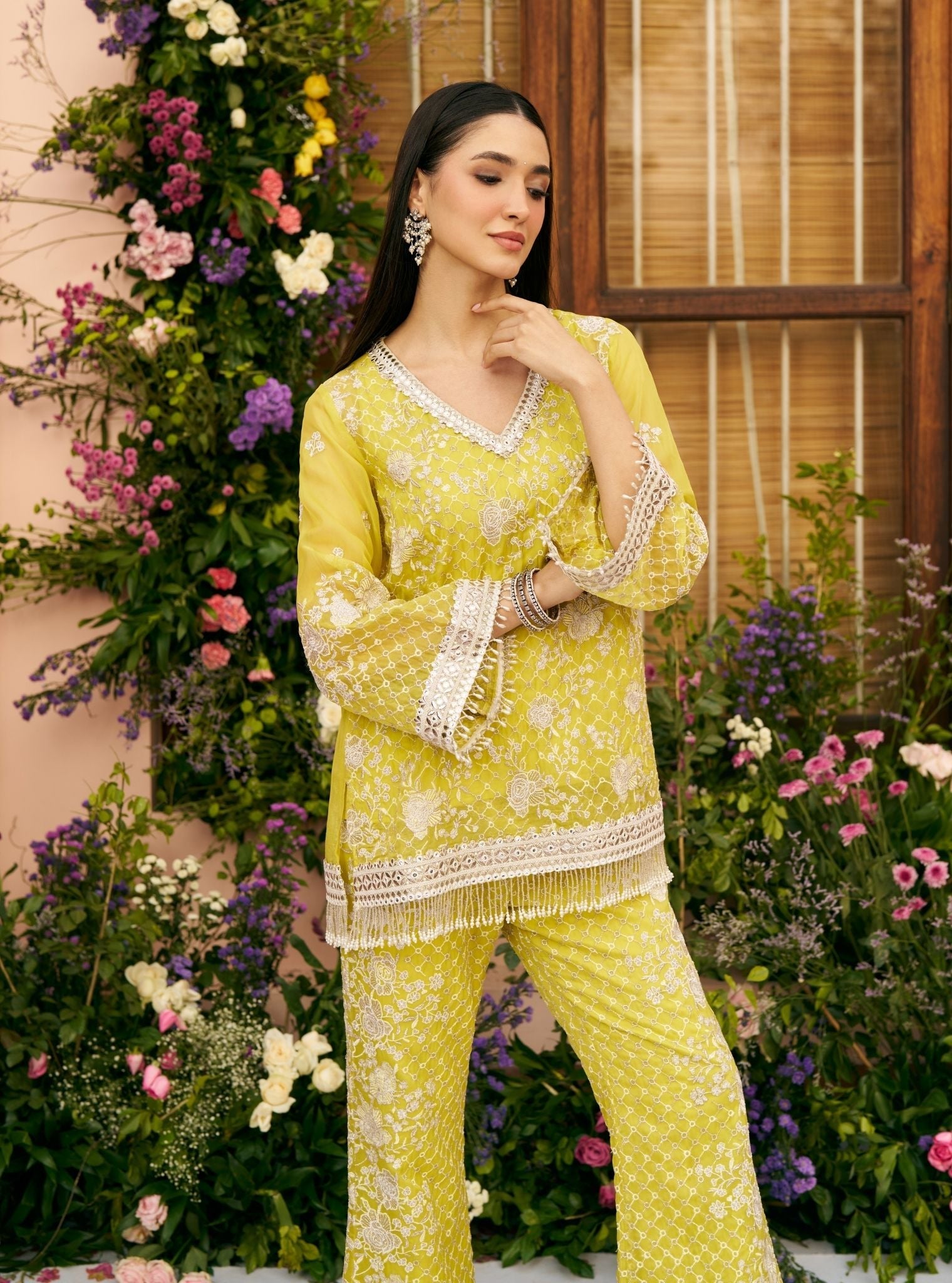 Mudita Organza Lime Green Co-ord Set