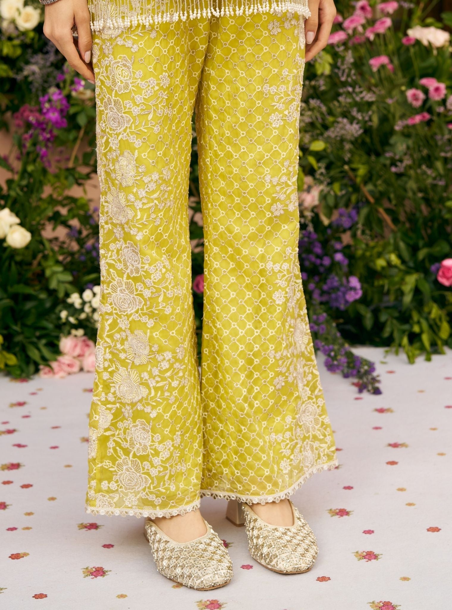 Mudita Organza Lime Green Co-ord Set