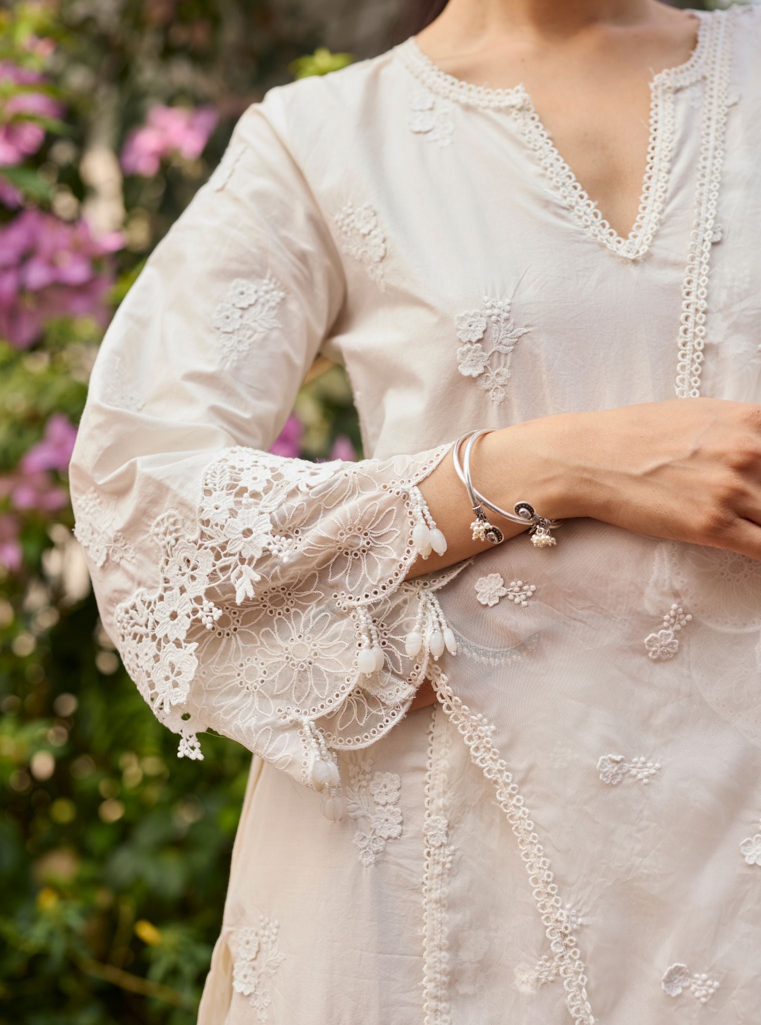 Vae Supima Cotton Off White Kurta Set