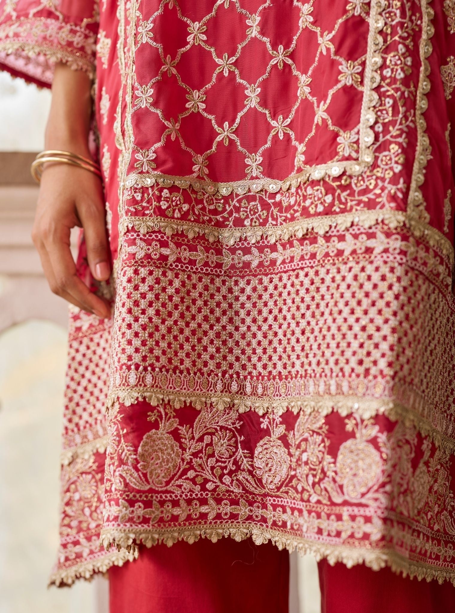 Suhana Organza Red Kurta Set