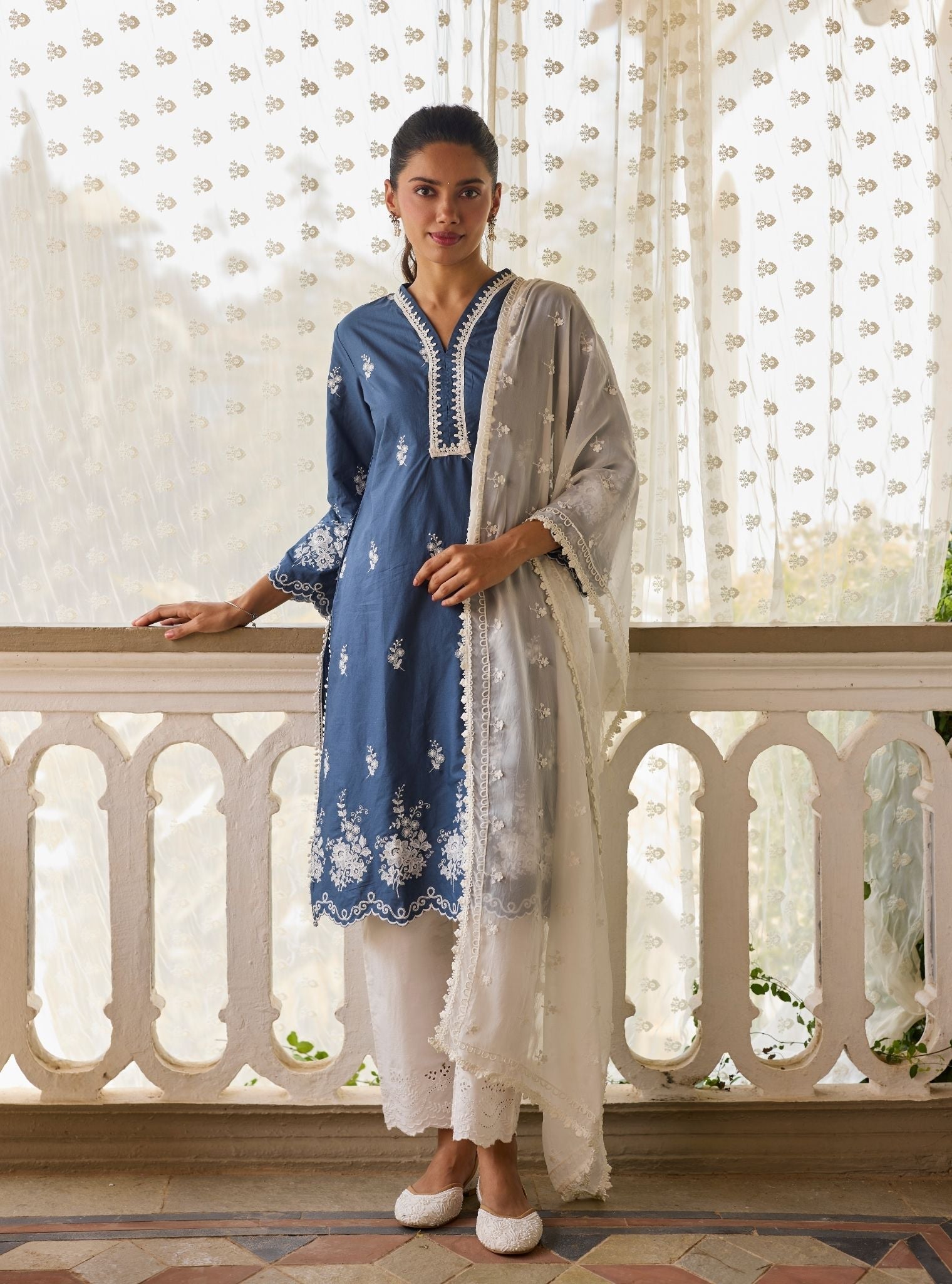 Love Song Supima Cotton Navy Kurta Set