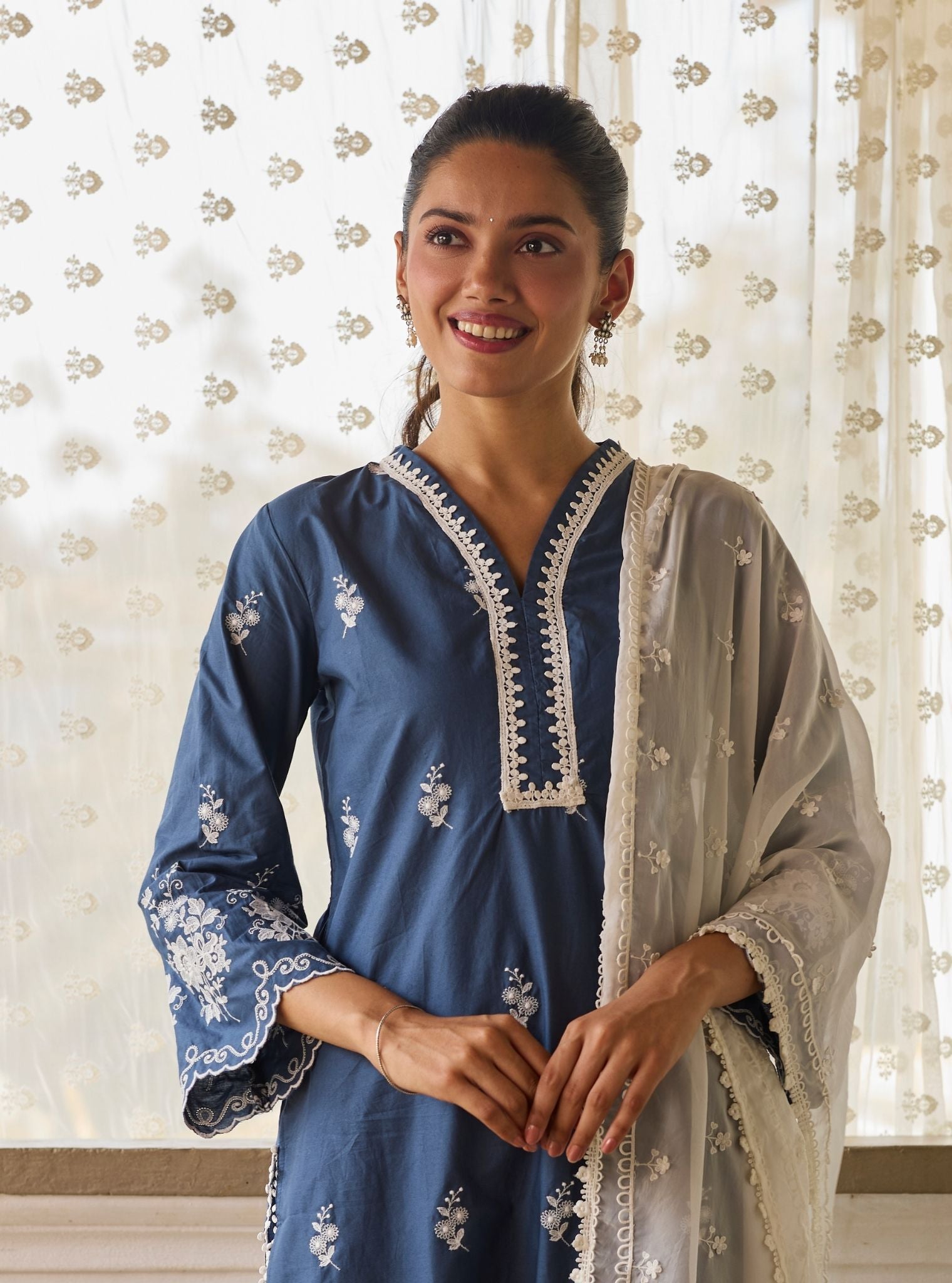 Love Song Supima Cotton Navy Kurta Set