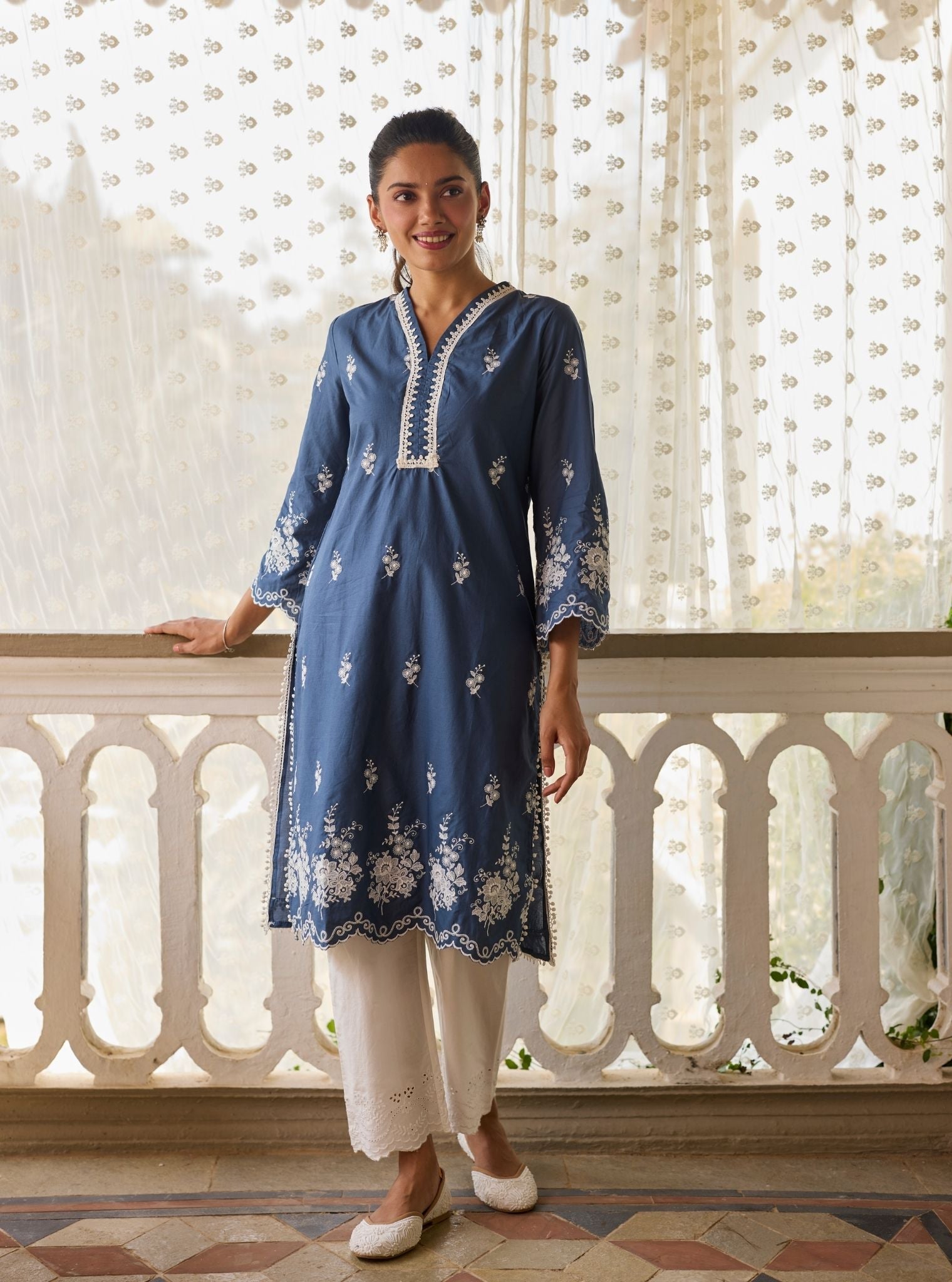 Love Song Supima Cotton Navy Kurta Set